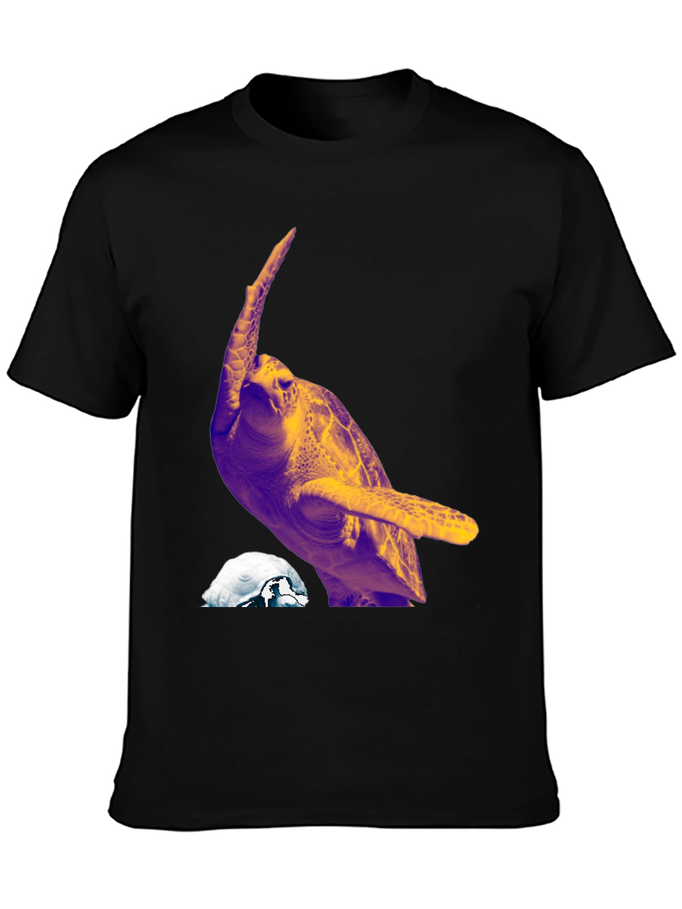 Turtle Graphic Tee - Mens Black Crew Neck T-Shirt