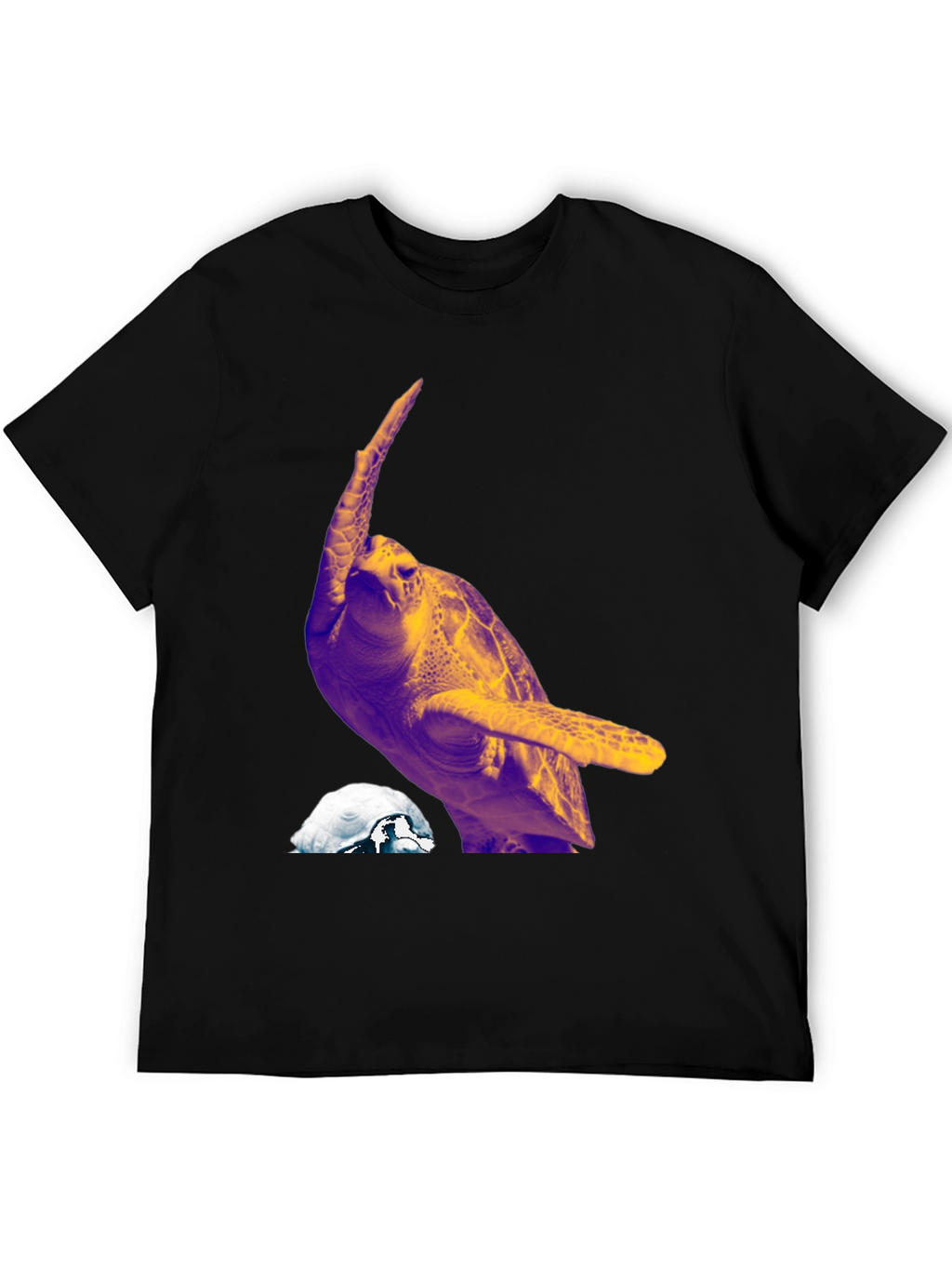 Turtle Graphic Tee - Mens Black Crew Neck T-Shirt