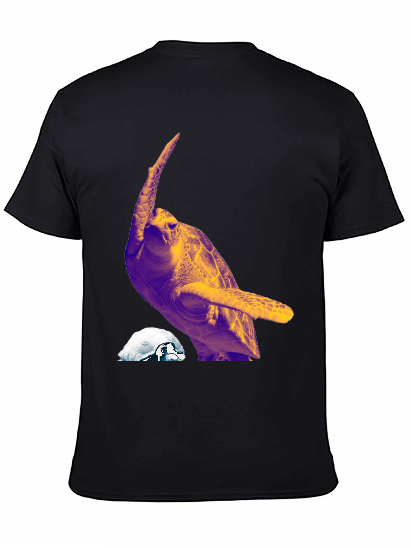 Turtle Graphic Tee - Mens Black Crew Neck T-Shirt