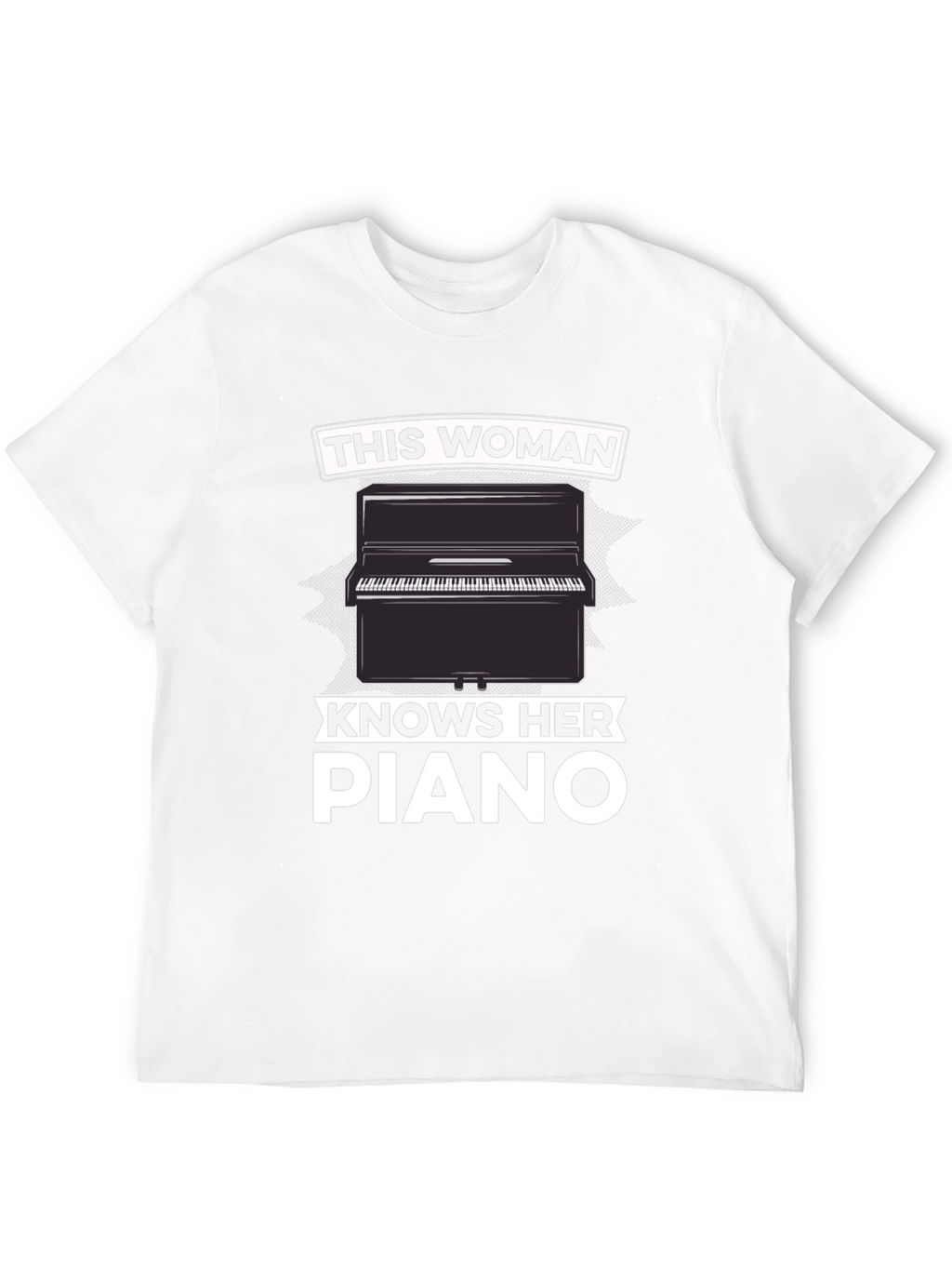 Woman Knows Piano Black Graphic T-Shirt