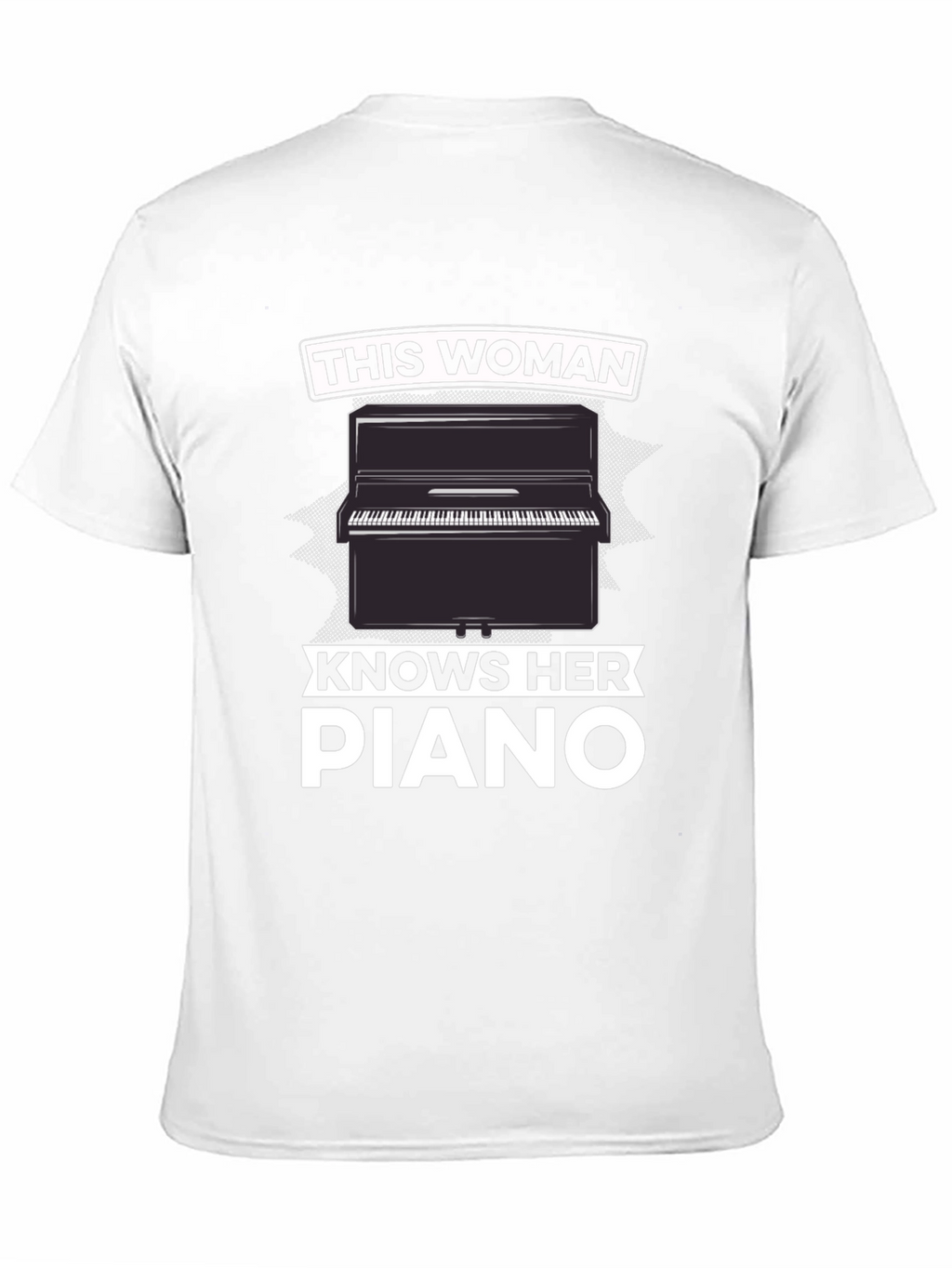 Woman Knows Piano Black Graphic T-Shirt