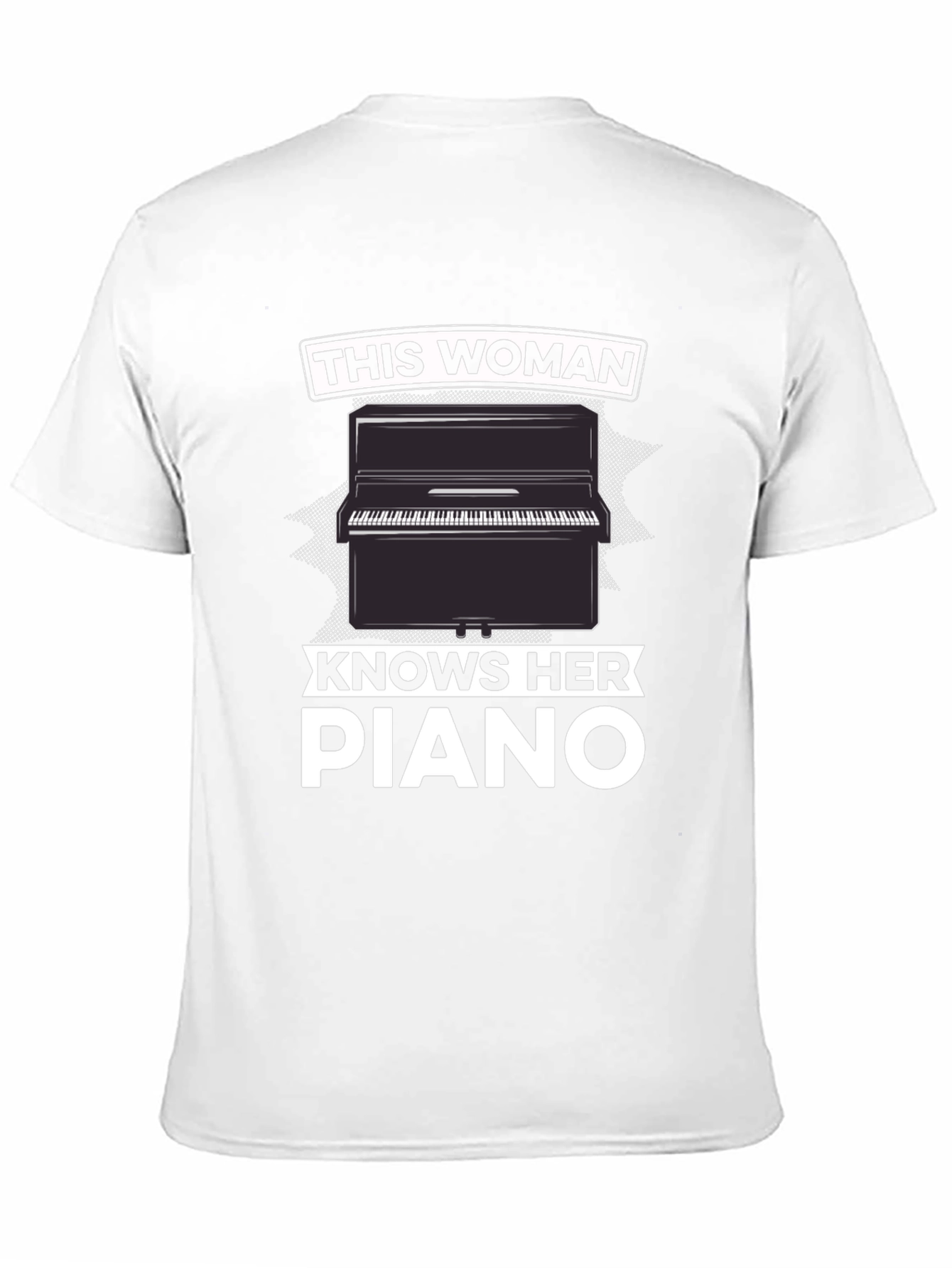 Woman Knows Piano Black Graphic T-Shirt