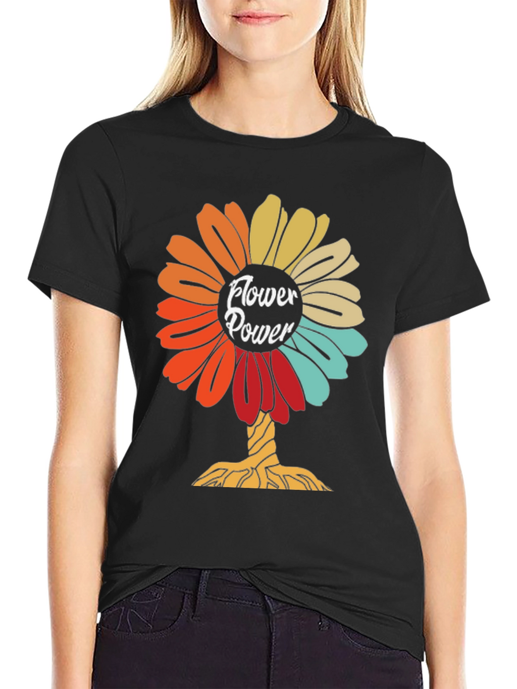 Flower Power Graphic Tee - Retro Design Soft Cotton