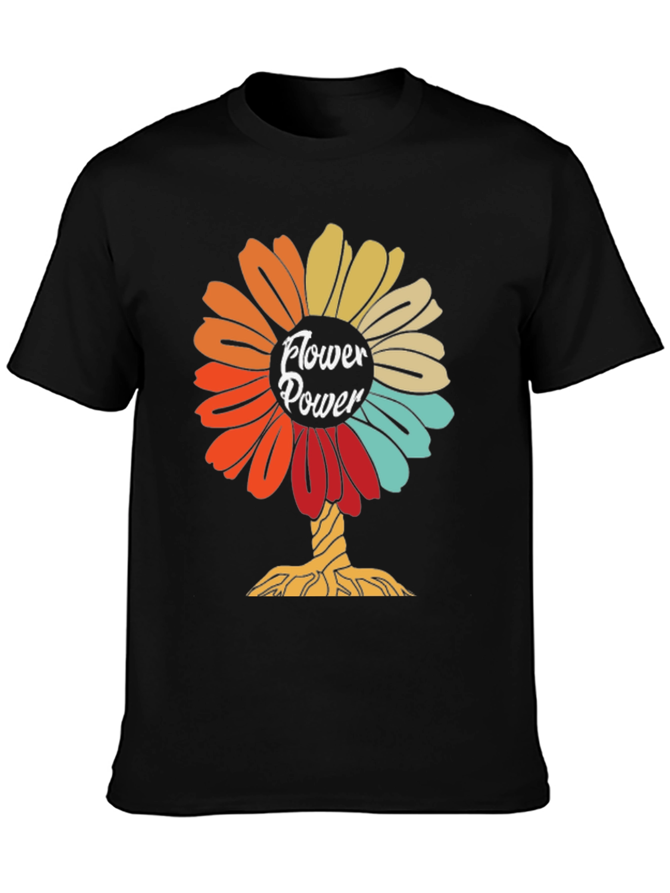 Flower Power Graphic Tee - Retro Design Soft Cotton
