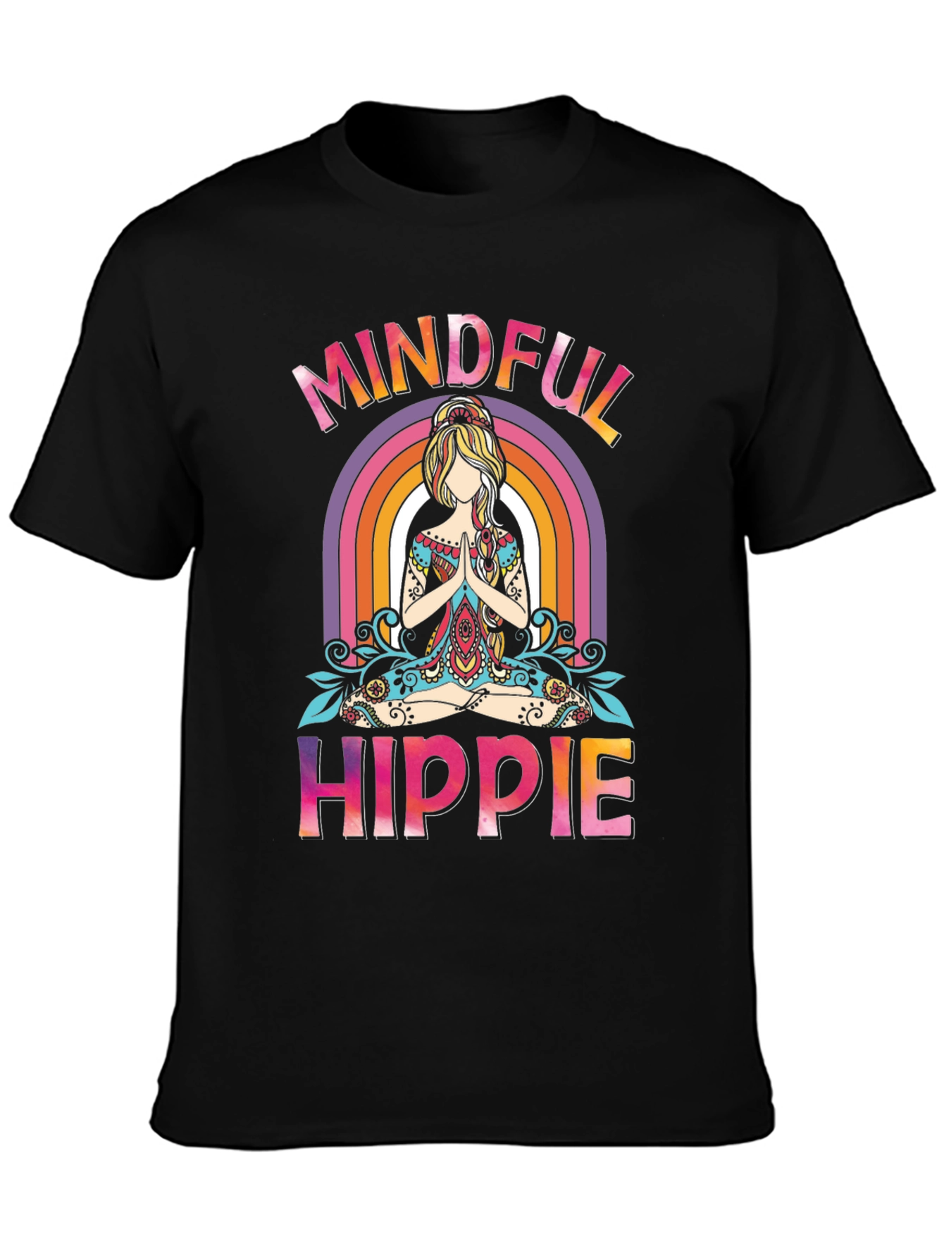 Mindful Hippie Graphic Tee - Rainbow Yoga Shirt