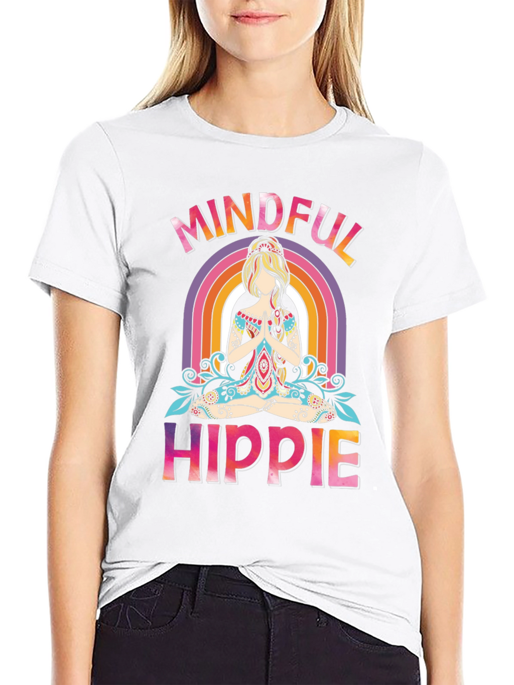 Mindful Hippie Graphic Tee - Rainbow Yoga Shirt
