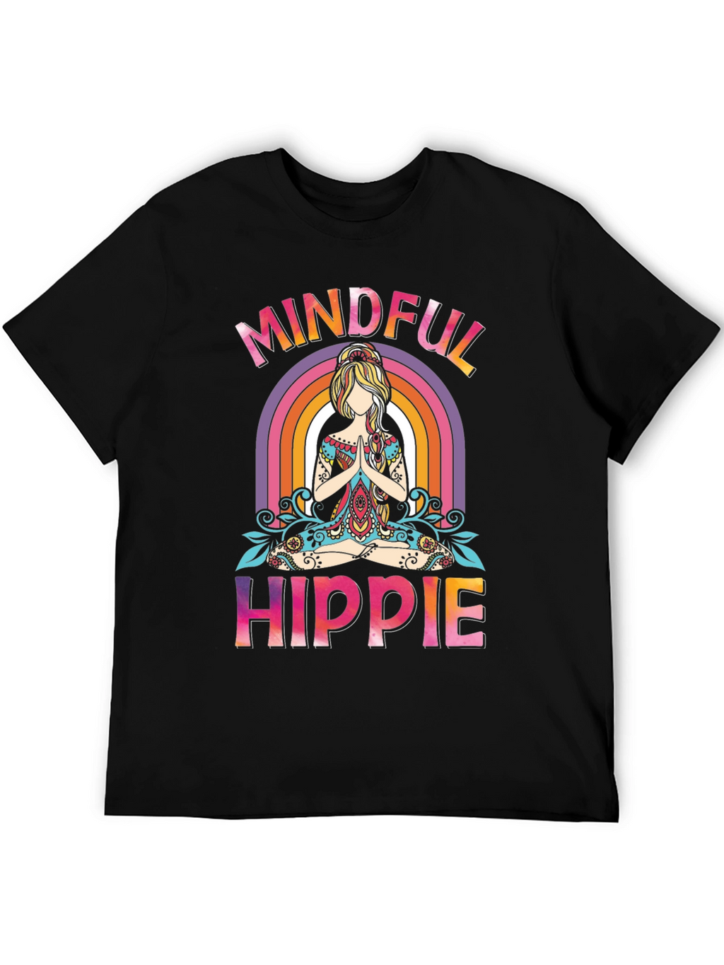 Mindful Hippie Graphic Tee - Rainbow Yoga Shirt