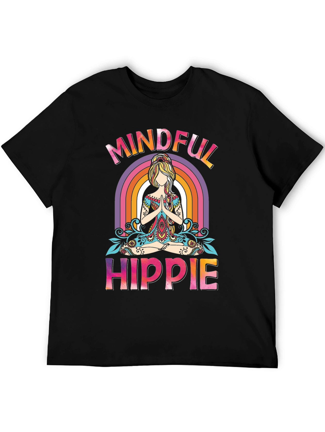 Mindful Hippie Graphic Tee - Rainbow Yoga Shirt