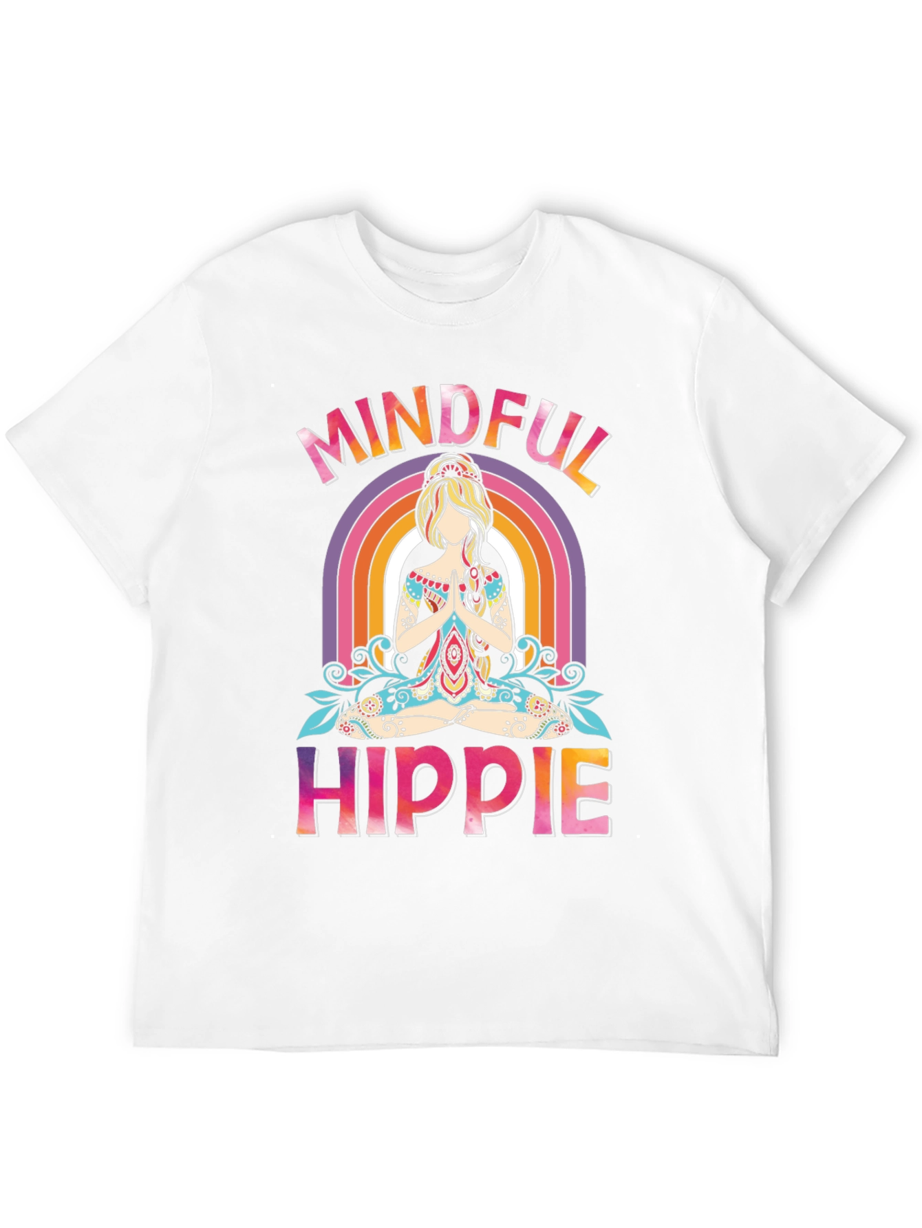 Mindful Hippie Graphic Tee - Rainbow Yoga Shirt