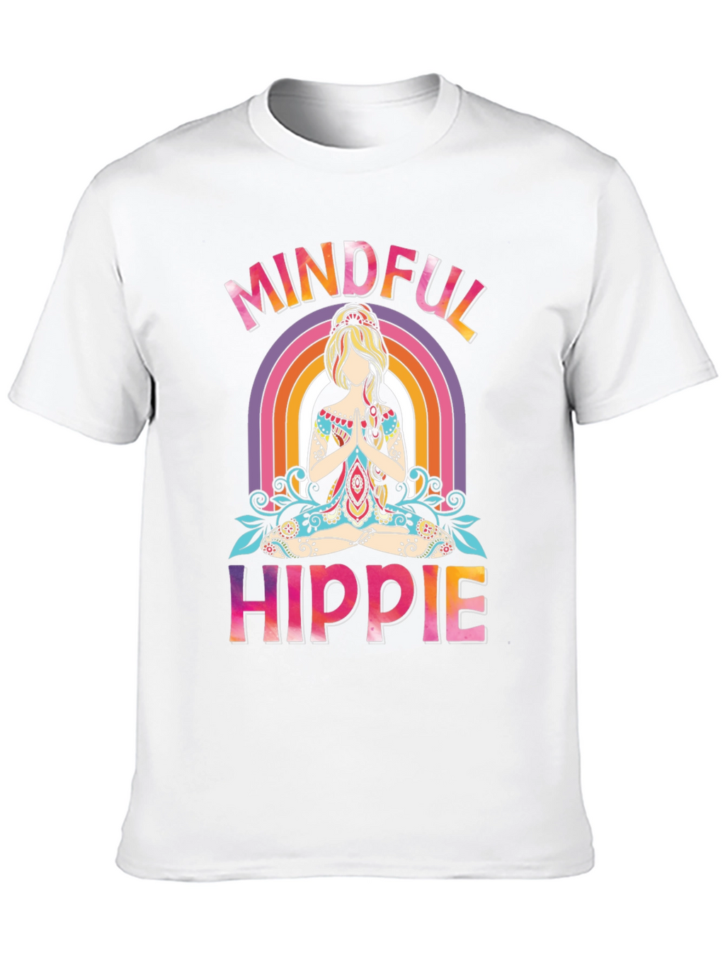 Mindful Hippie Graphic Tee - Rainbow Yoga Shirt
