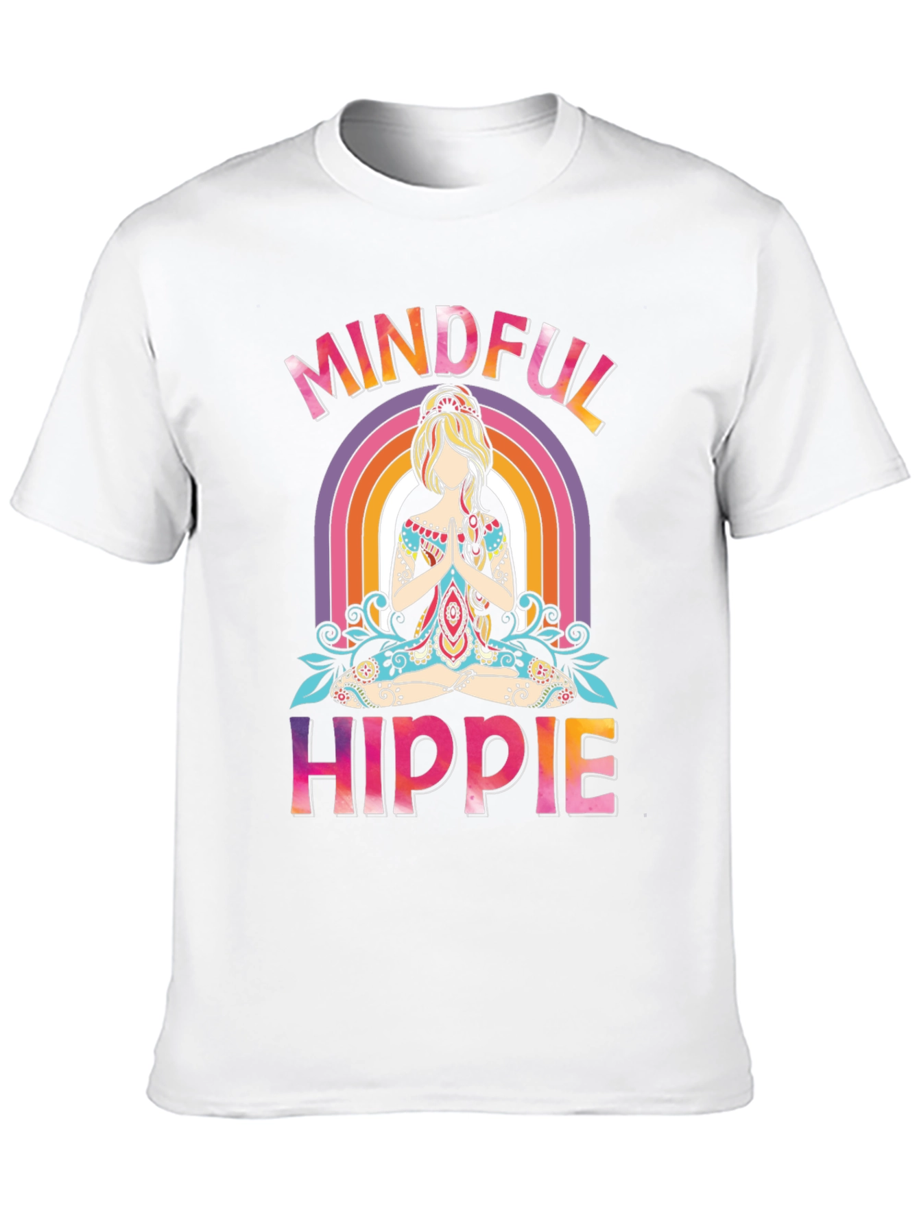 Mindful Hippie Graphic Tee - Rainbow Yoga Shirt