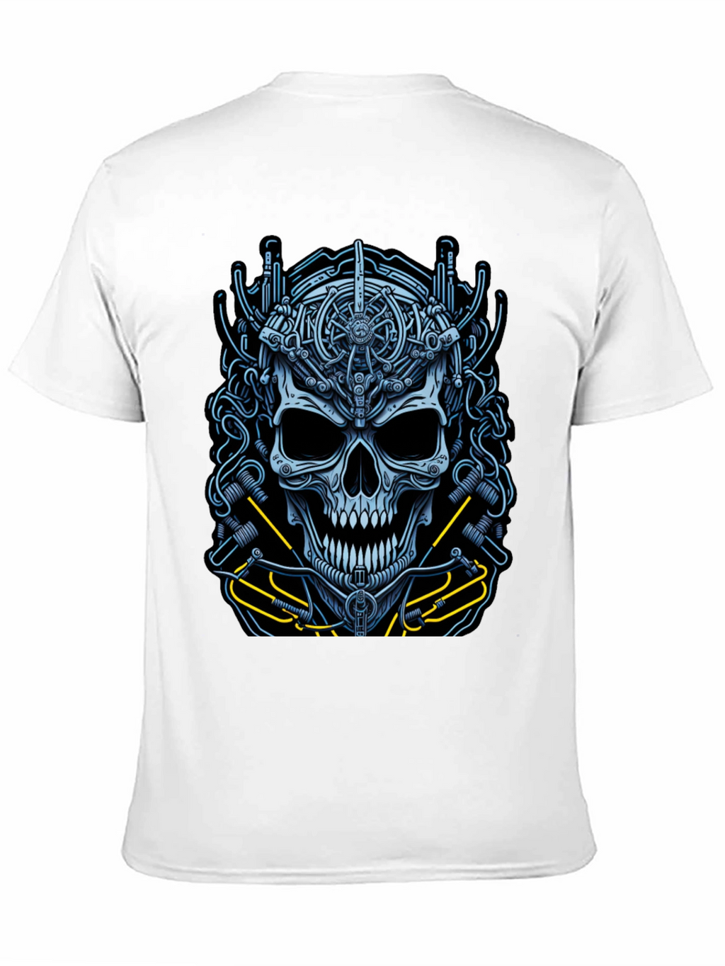 Mechanical Skull Graphic Tee - Cyberpunk Style Shirt