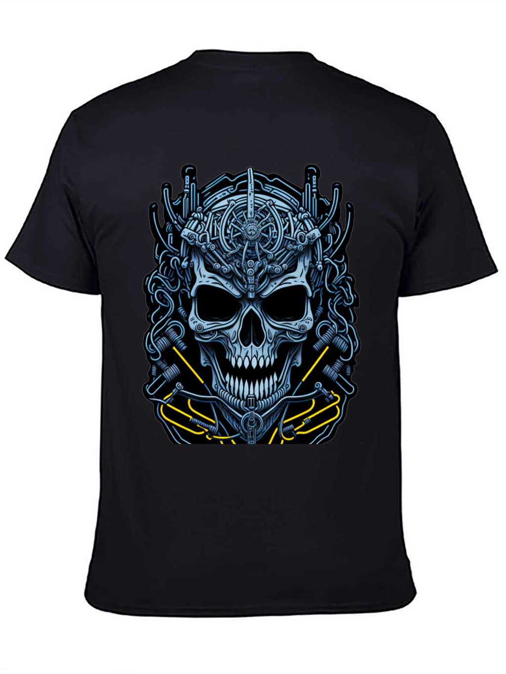 Mechanical Skull Graphic Tee - Cyberpunk Style Shirt