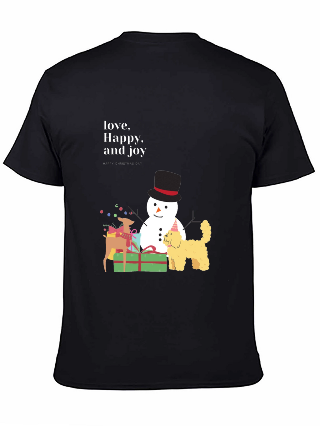 Festive Joy T-Shirt: Love Happy and Joy