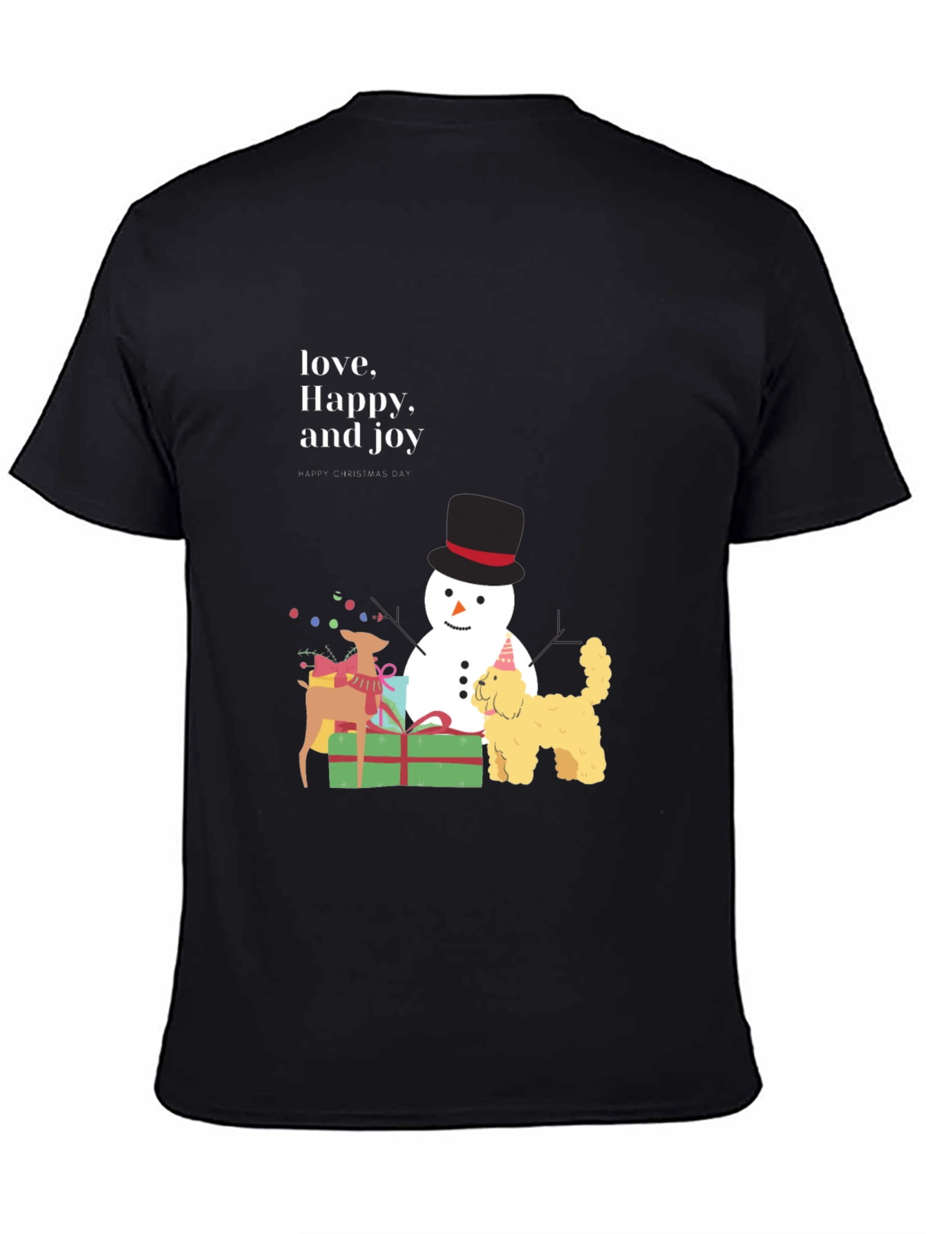Festive Joy T-Shirt: Love Happy and Joy