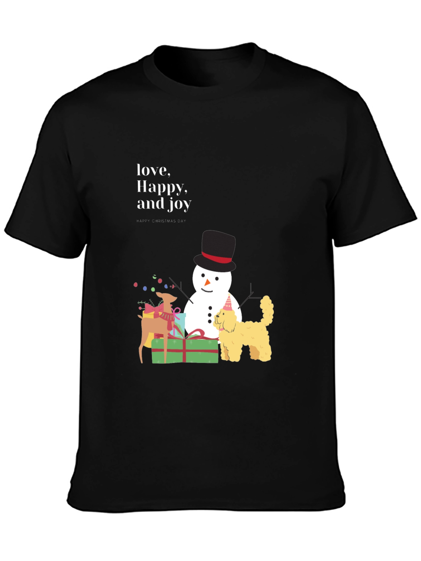 Festive Joy T-Shirt: Love Happy and Joy