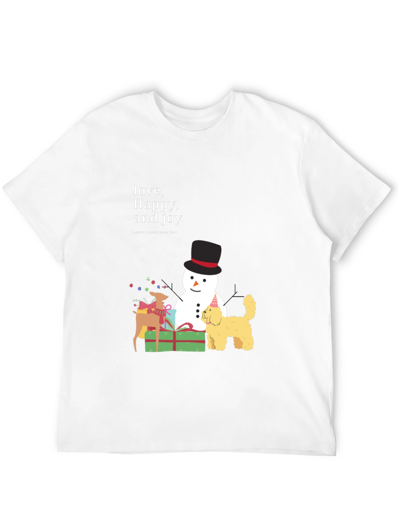 Festive Joy T-Shirt: Love Happy and Joy