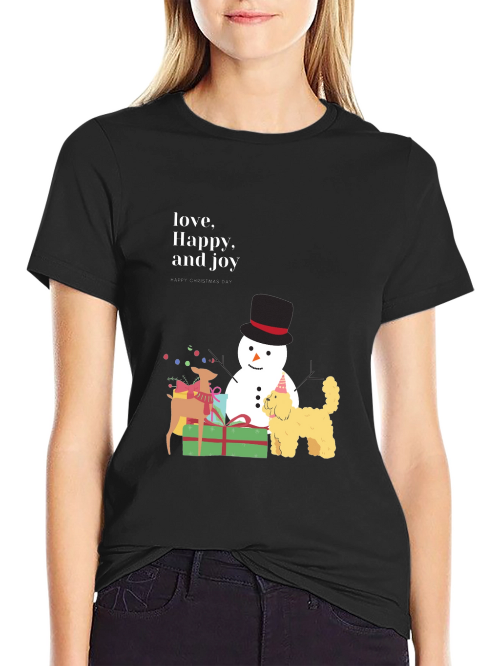 Festive Joy T-Shirt: Love Happy and Joy