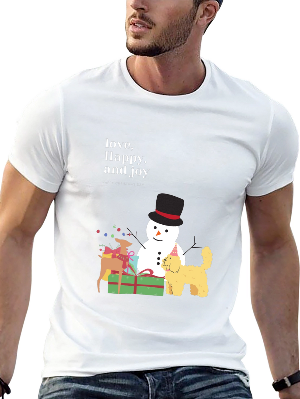 Festive Joy T-Shirt: Love Happy and Joy