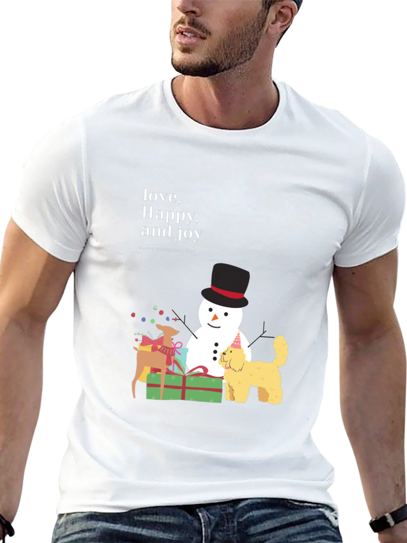 Festive Joy T-Shirt: Love Happy and Joy