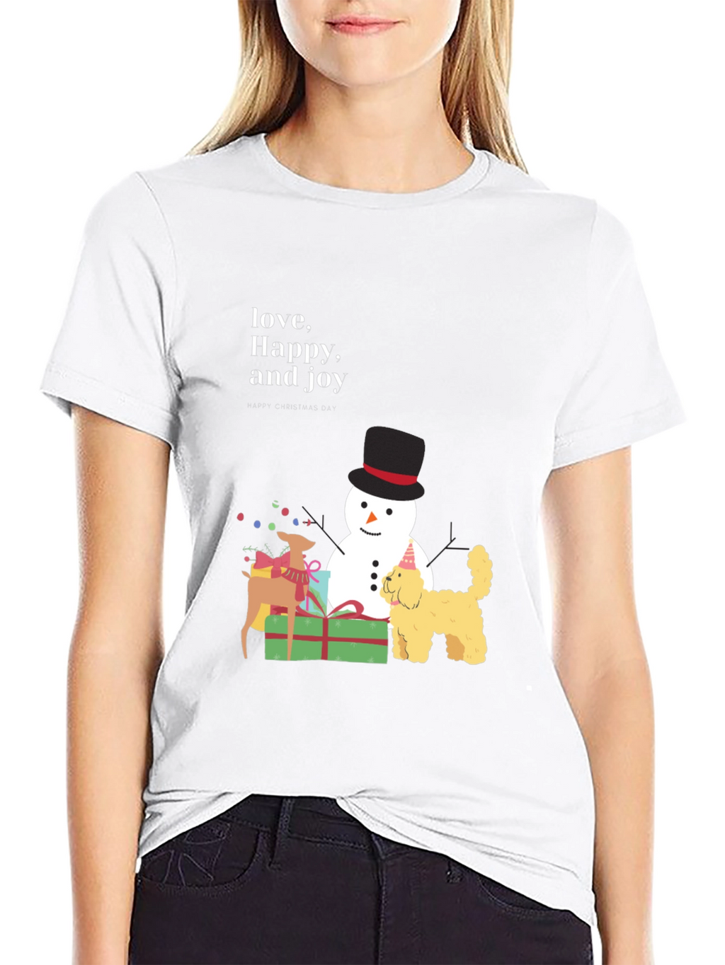 Festive Joy T-Shirt: Love Happy and Joy