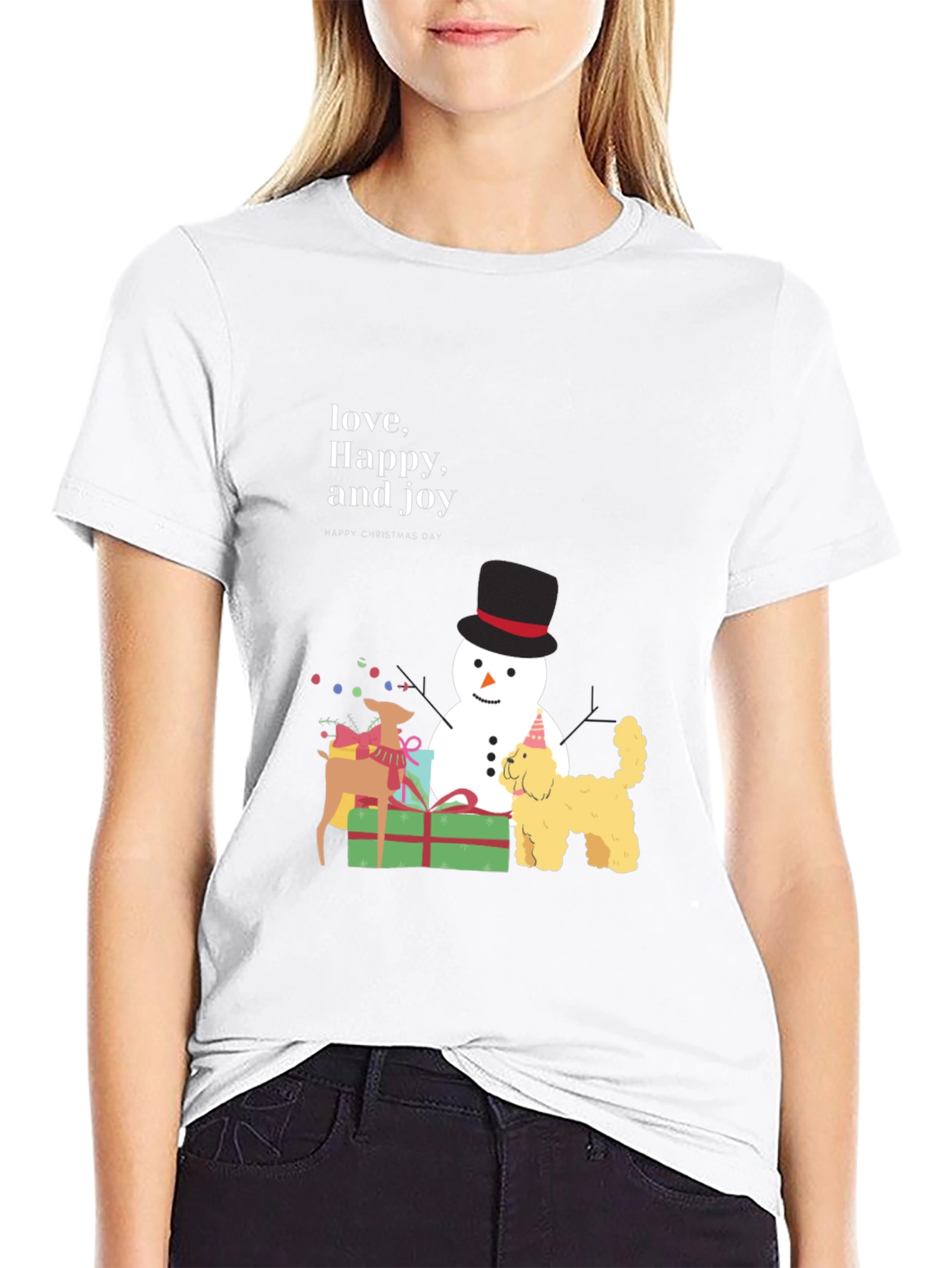 Festive Joy T-Shirt: Love Happy and Joy