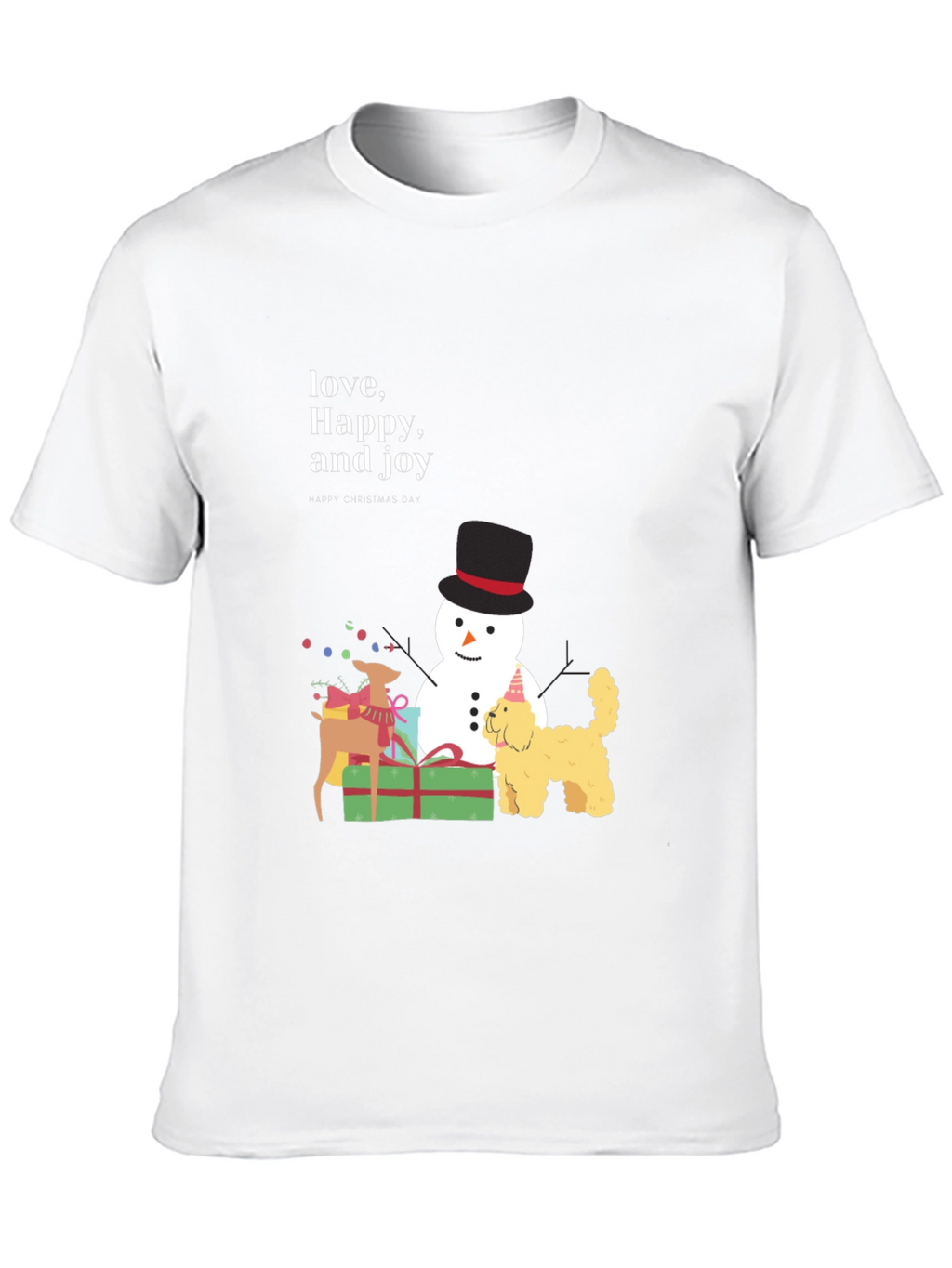 Festive Joy T-Shirt: Love Happy and Joy