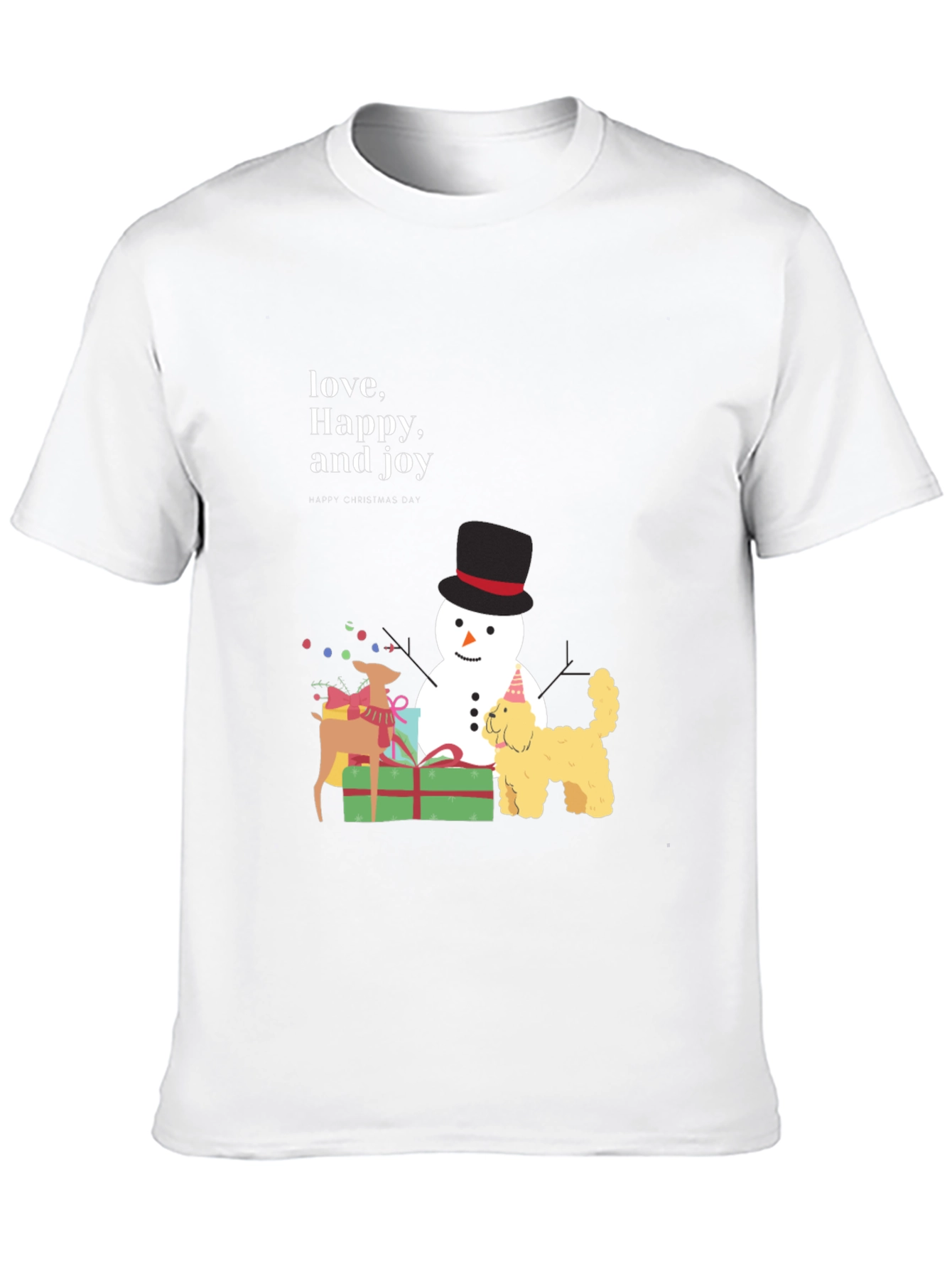 Festive Joy T-Shirt: Love Happy and Joy