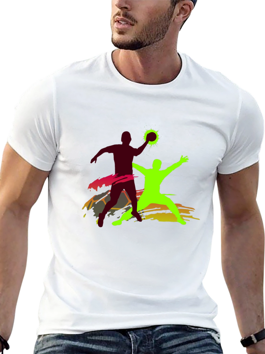 Handball Graphic T-Shirt - Black Cotton Tee
