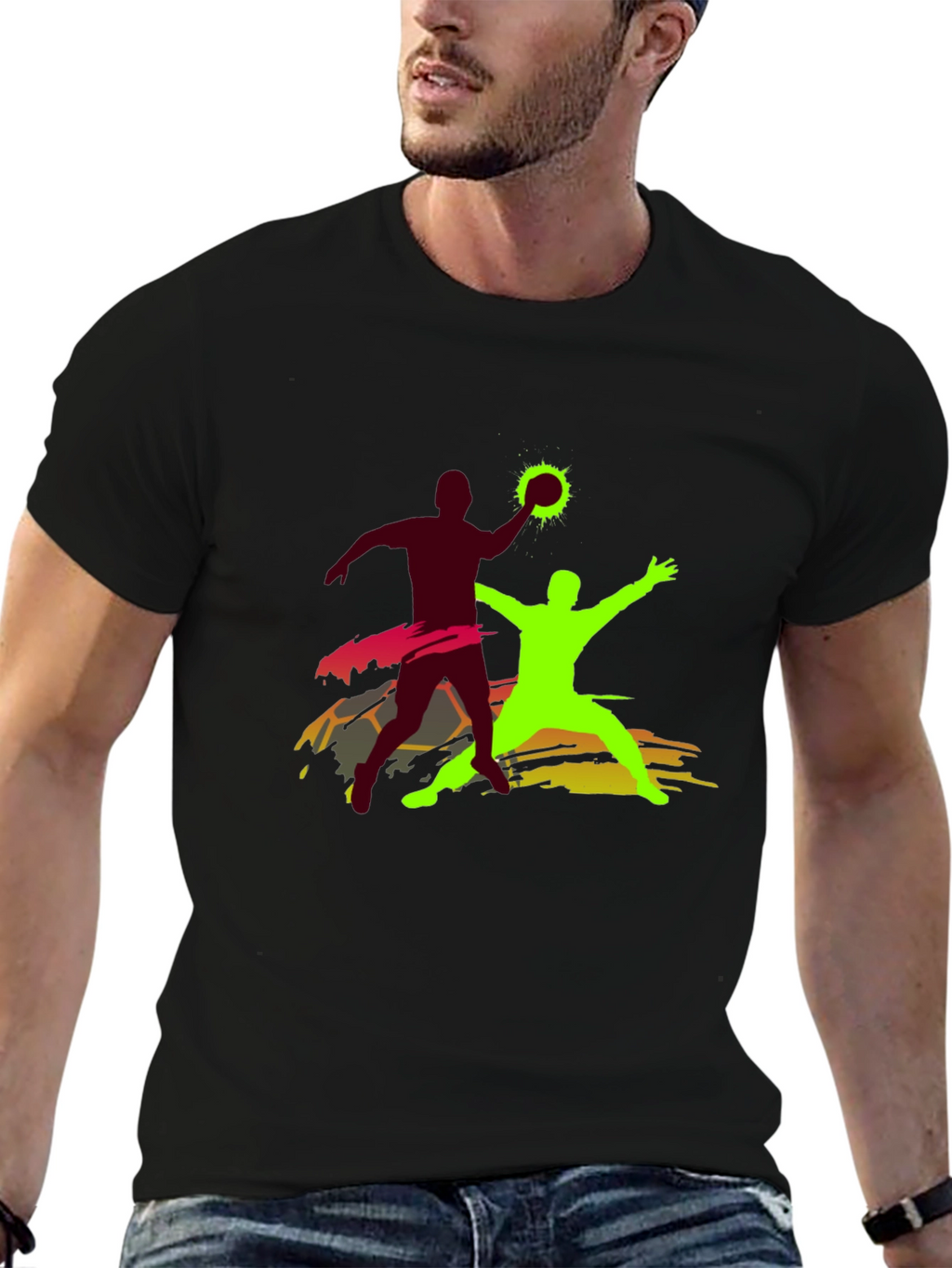 Handball Graphic T-Shirt - Black Cotton Tee