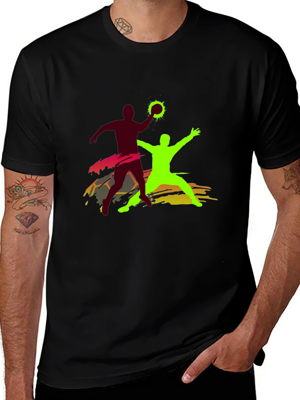 Handball Graphic T-Shirt - Black Cotton Tee