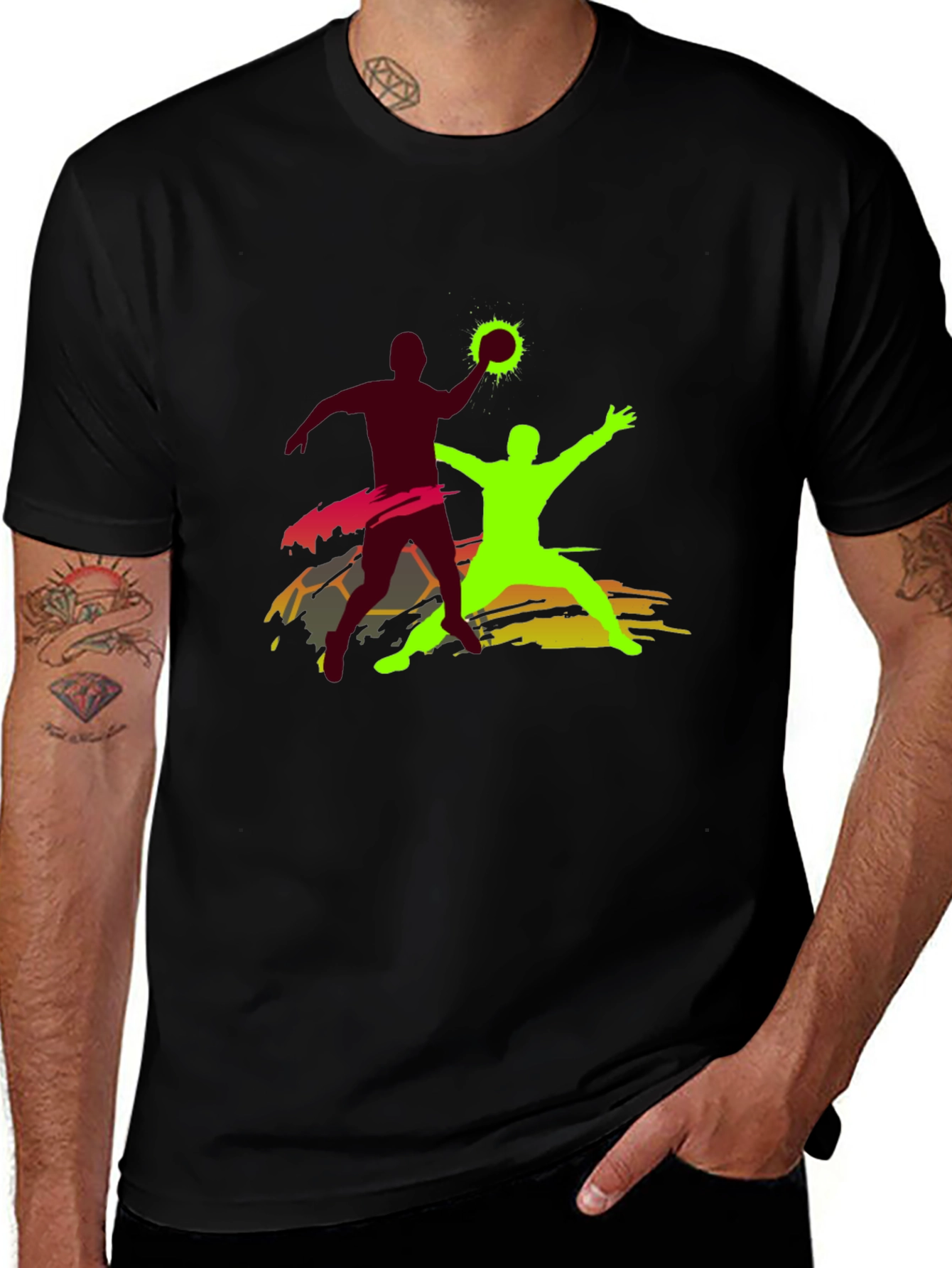 Handball Graphic T-Shirt - Black Cotton Tee