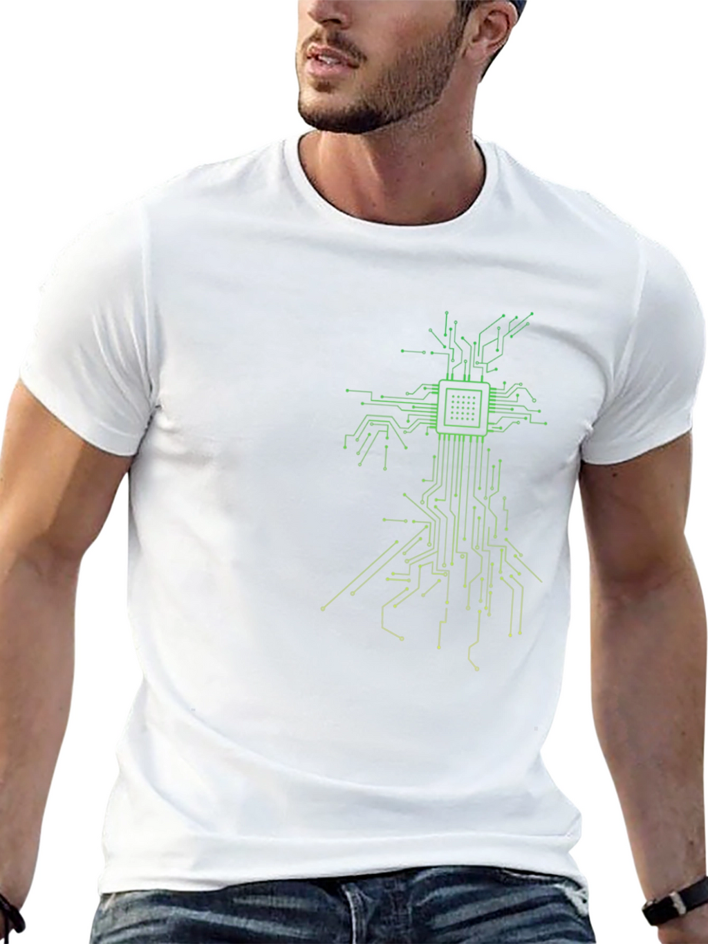 Tech Tree Black T-Shirt - Modern Circuit Board Design