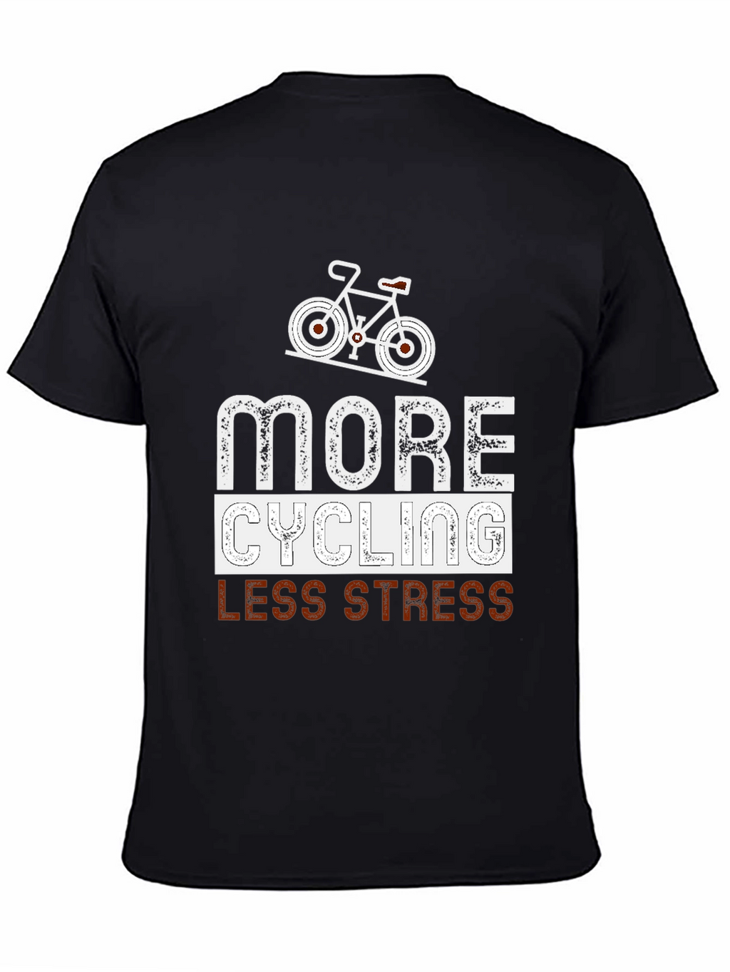 More Cycling Less Stress Black Graphic Tee