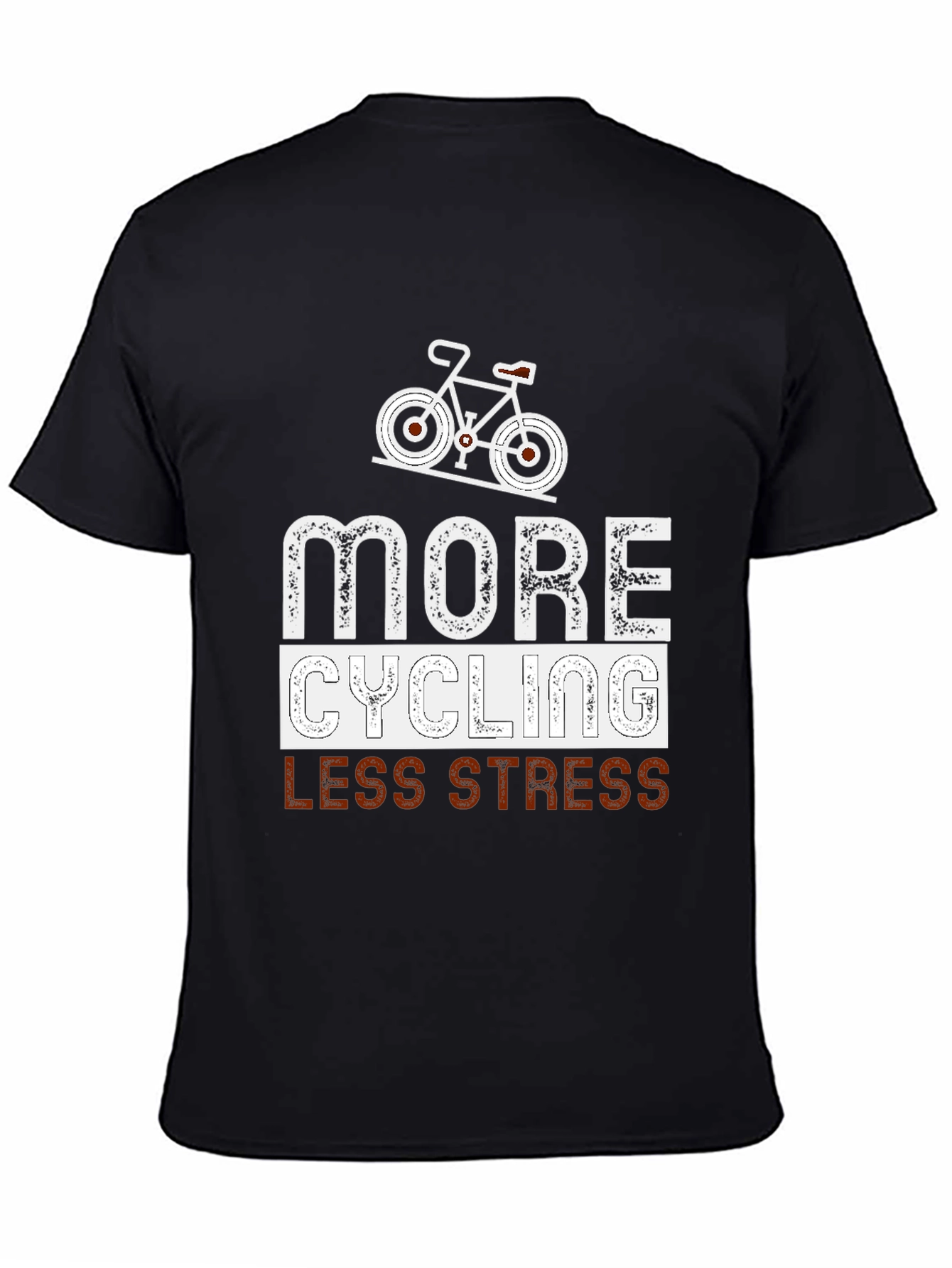 More Cycling Less Stress Black Graphic Tee