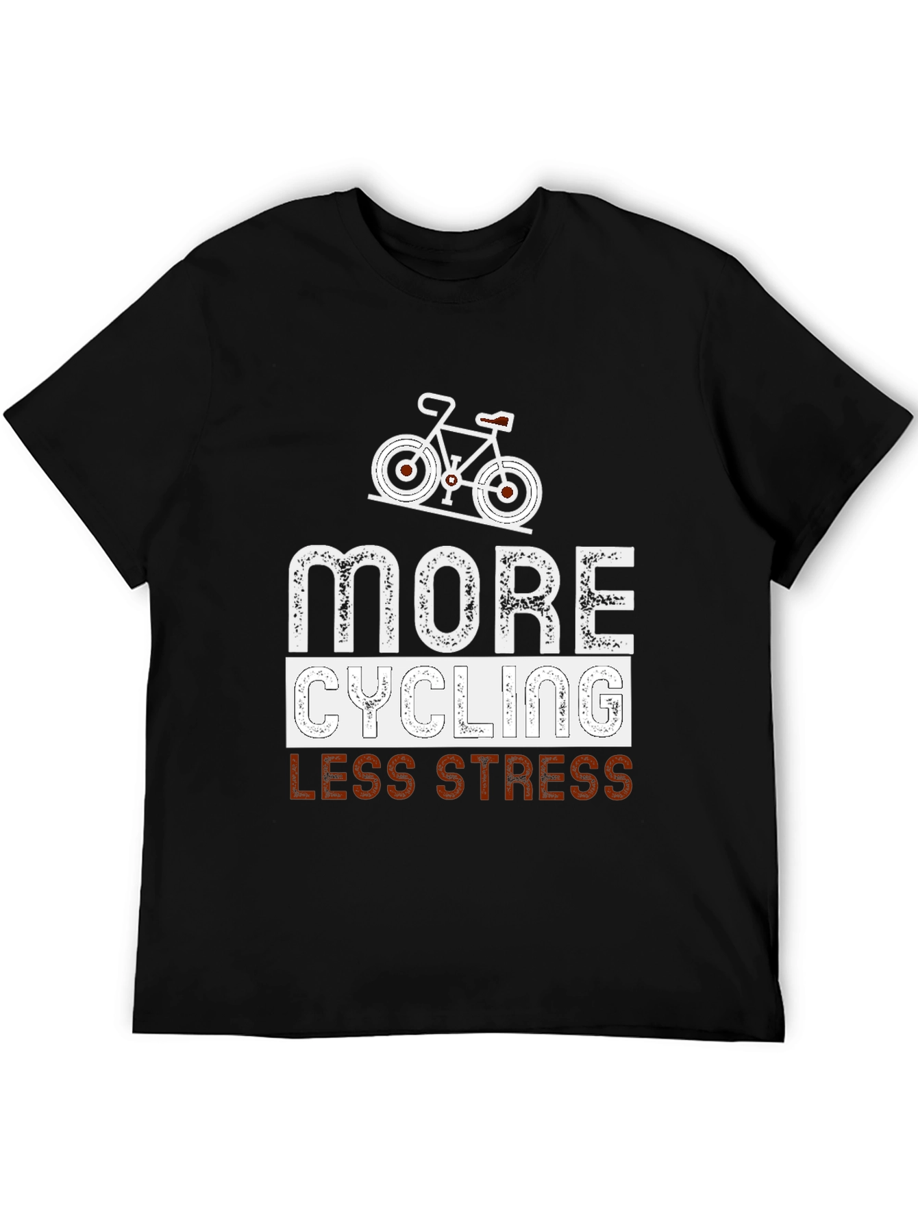 More Cycling Less Stress Black Graphic Tee