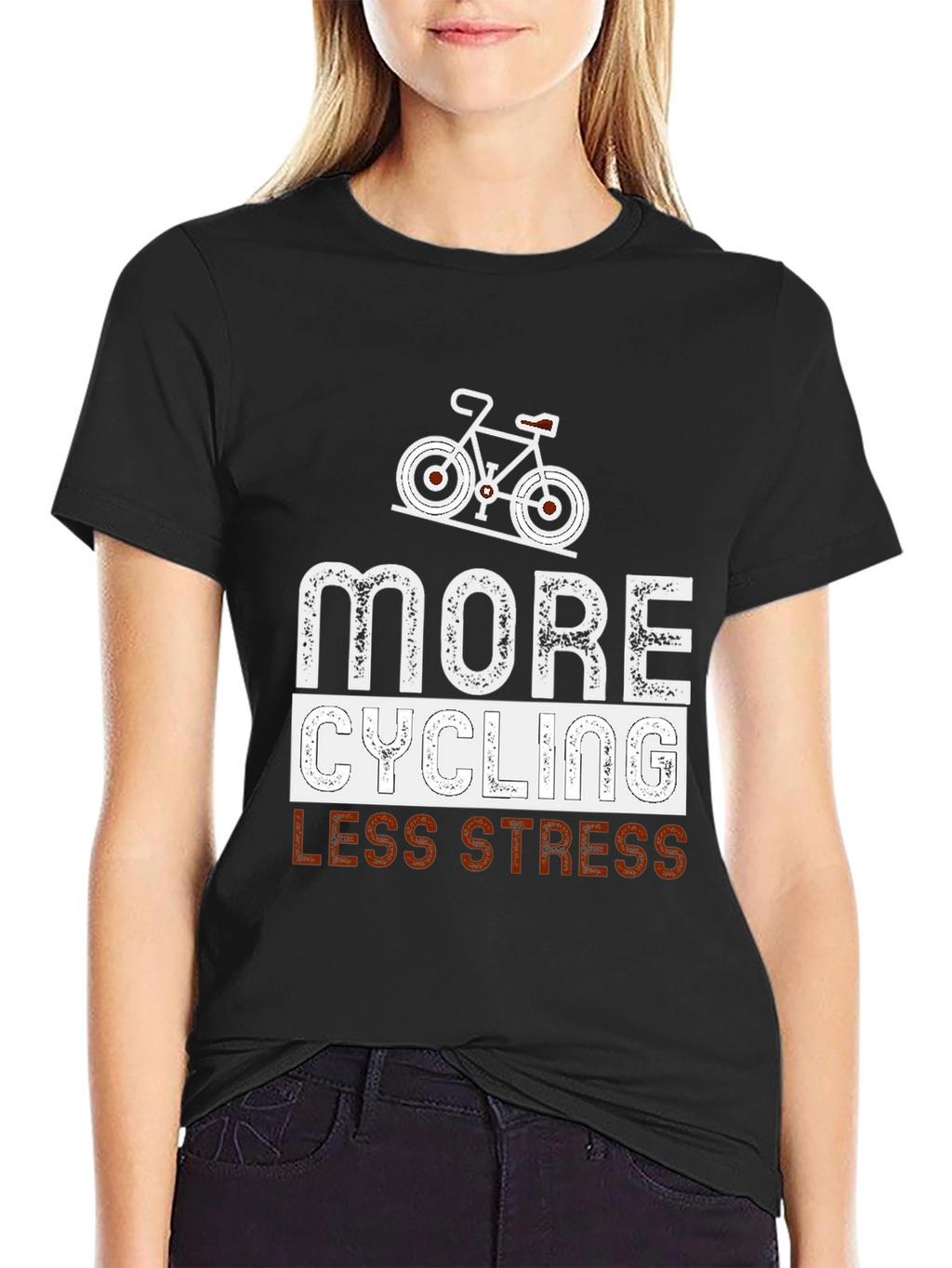 More Cycling Less Stress Black Graphic Tee