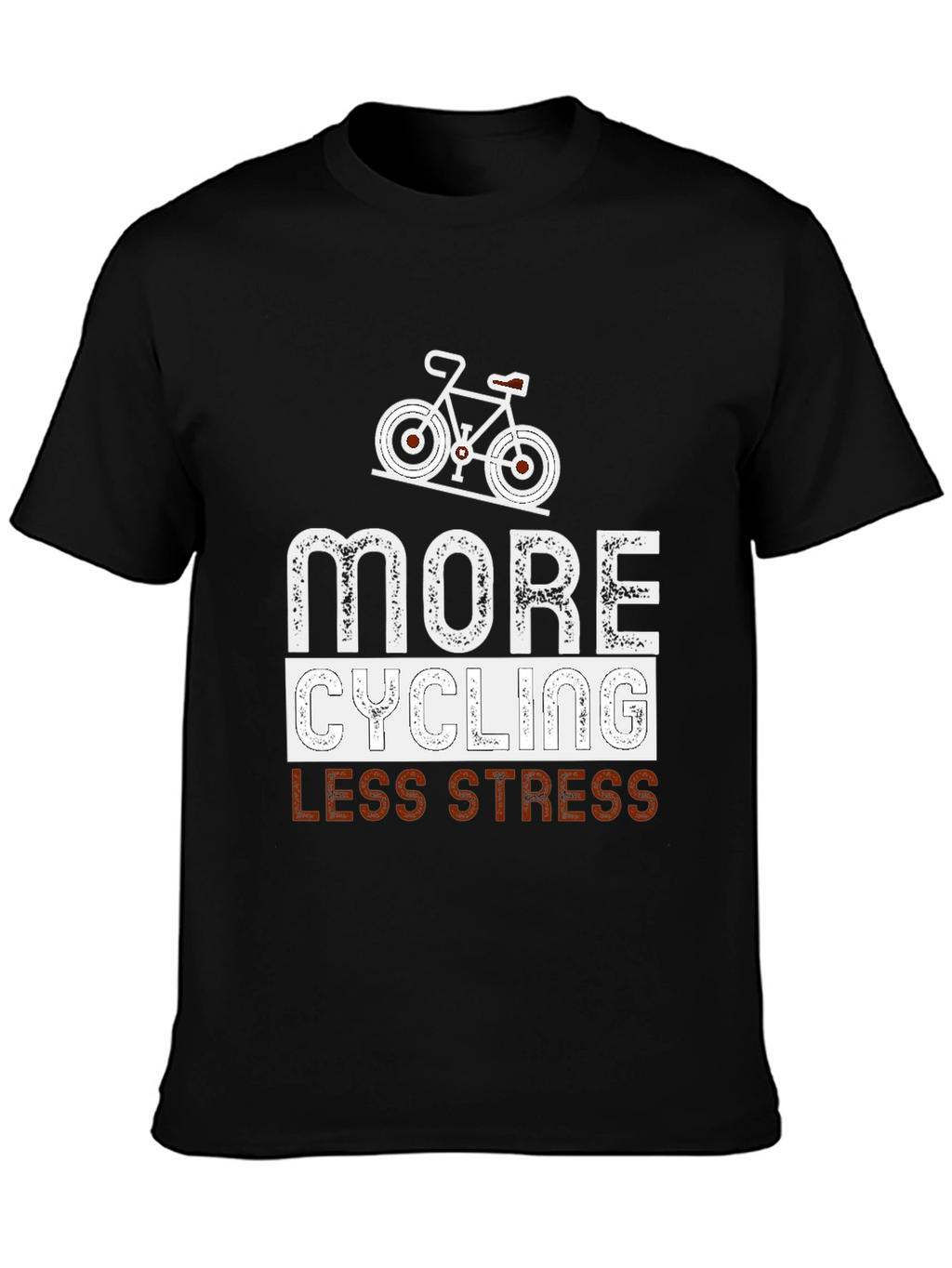 More Cycling Less Stress Black Graphic Tee