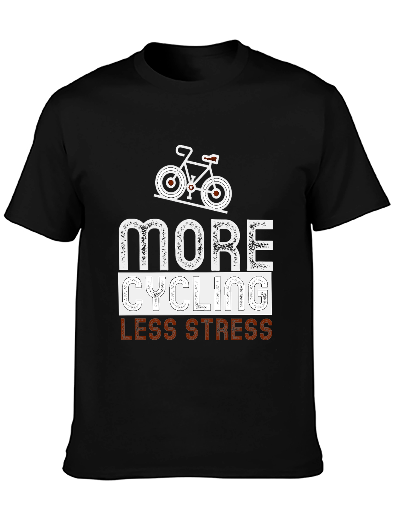 More Cycling Less Stress Black Graphic Tee