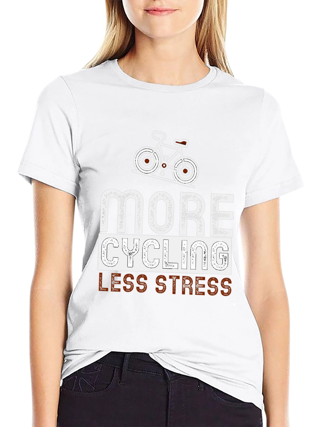 More Cycling Less Stress Black Graphic Tee