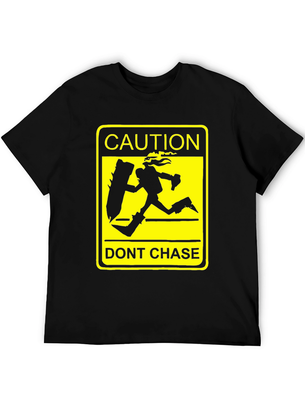Caution Dont Chase Black T-Shirt
