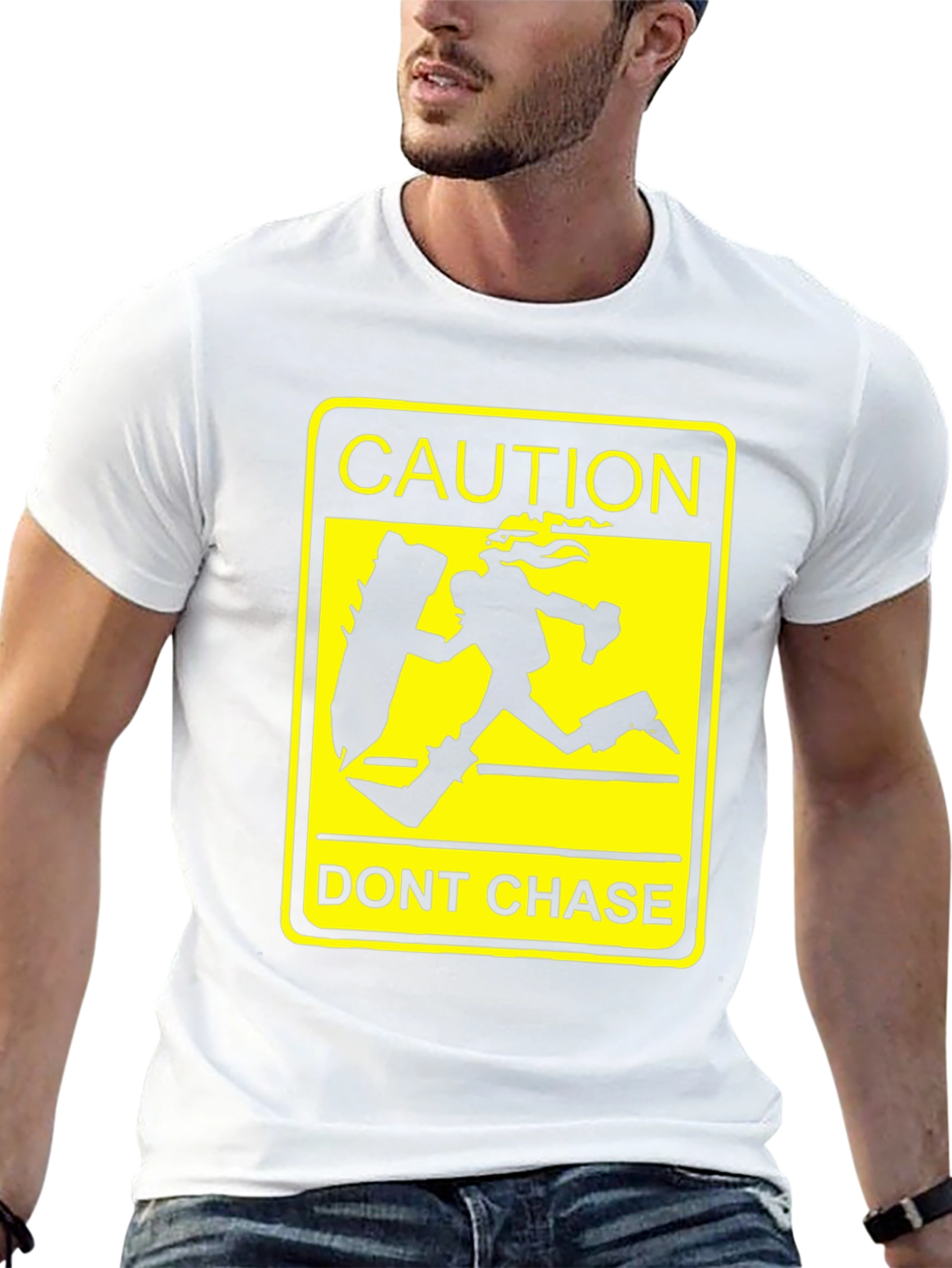 Caution Dont Chase Black T-Shirt