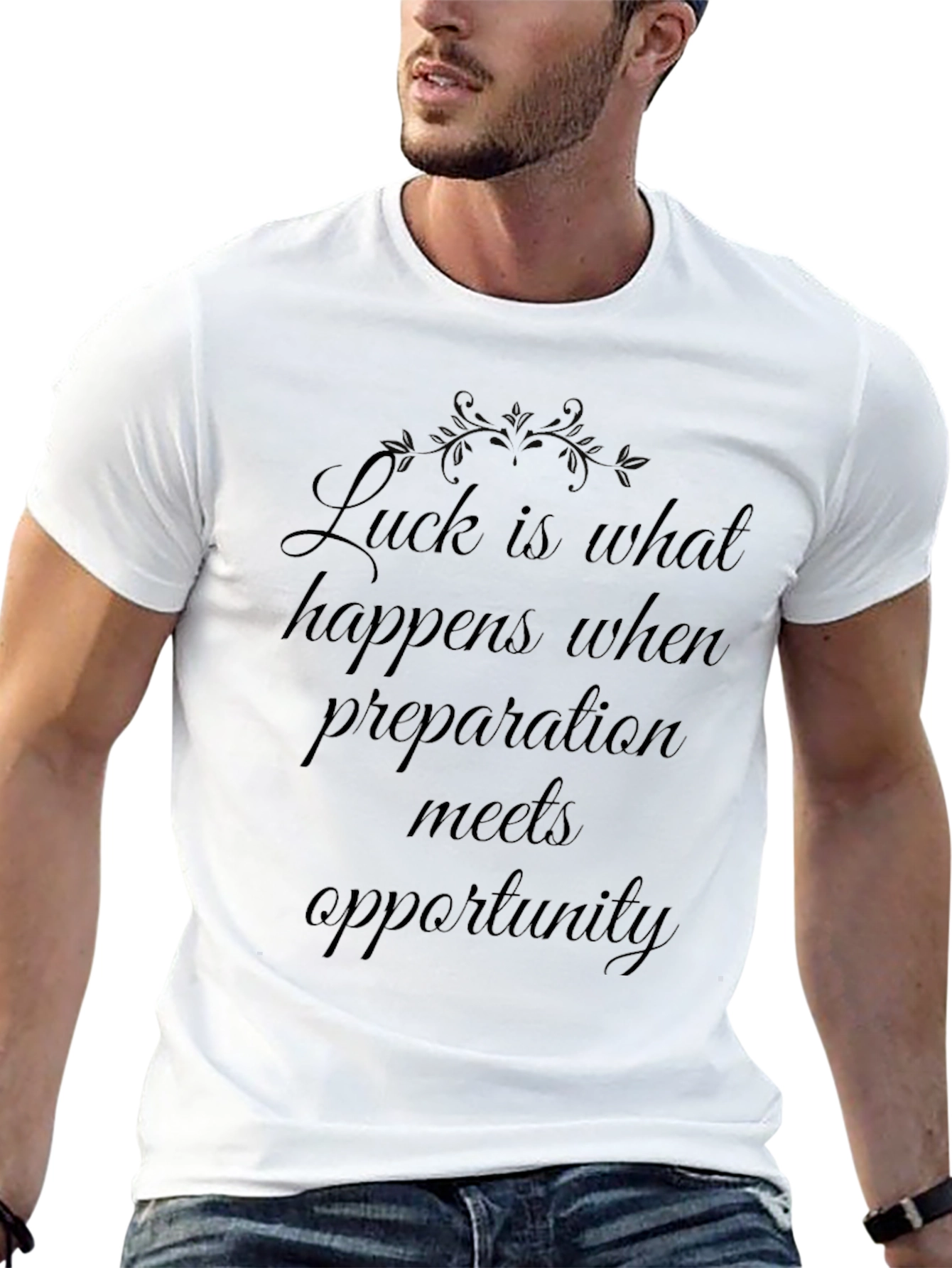 Luck Meets Opportunity Black T-Shirt