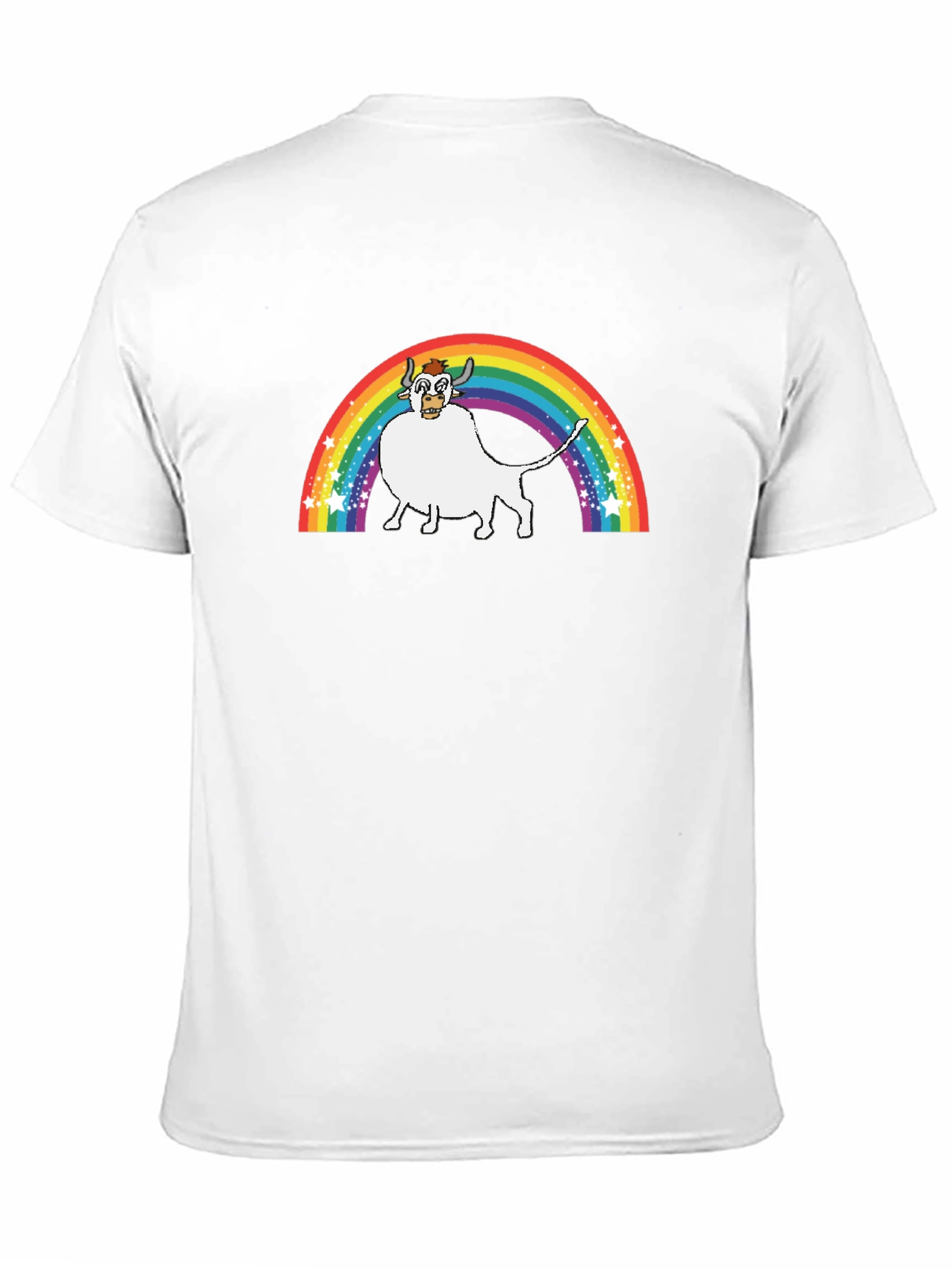 Rainbow Cow Graphic Tee - Unisex Black T-Shirt