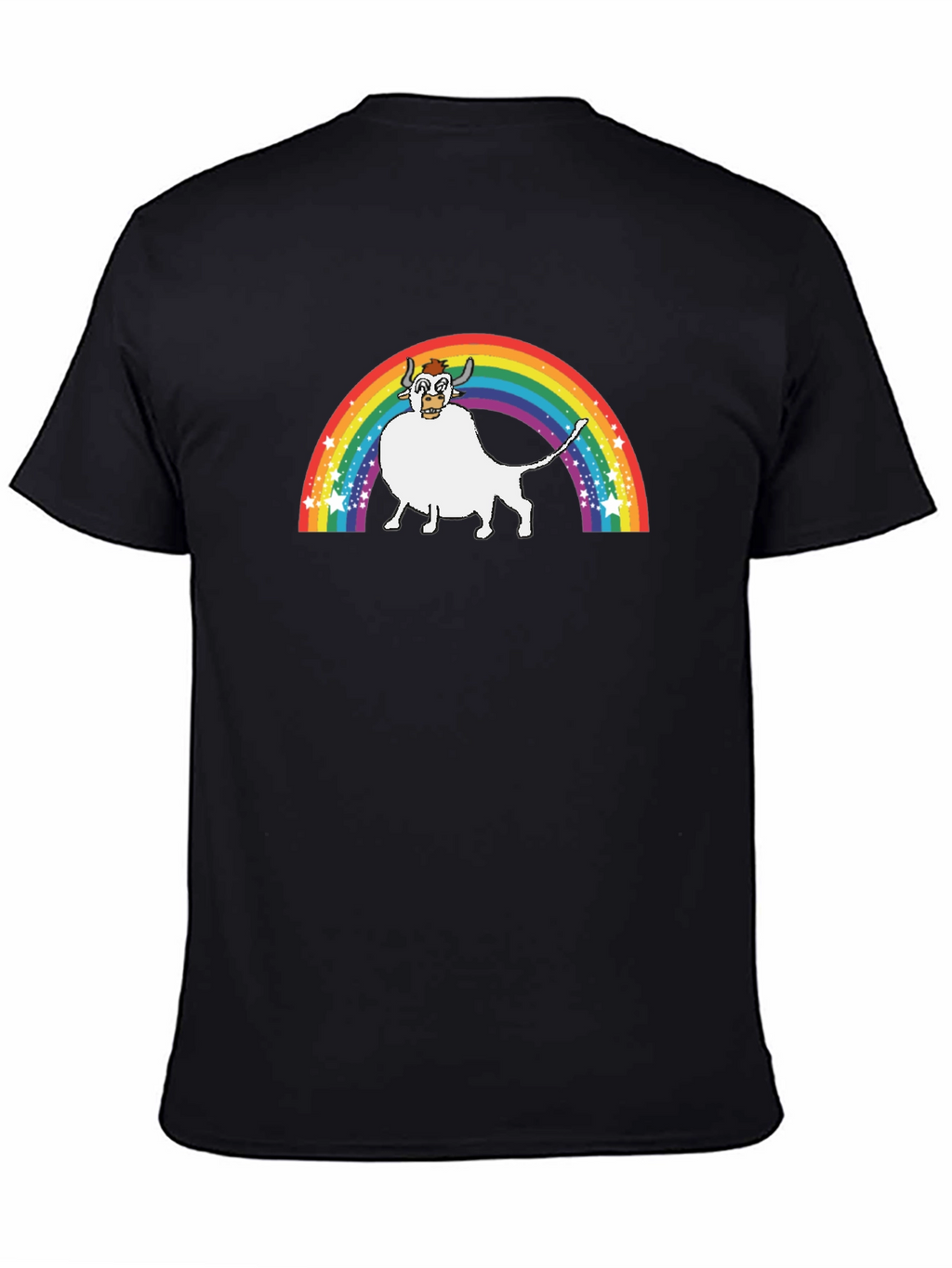 Rainbow Cow Graphic Tee - Unisex Black T-Shirt