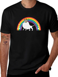 Rainbow Cow Graphic Tee - Unisex Black T-Shirt