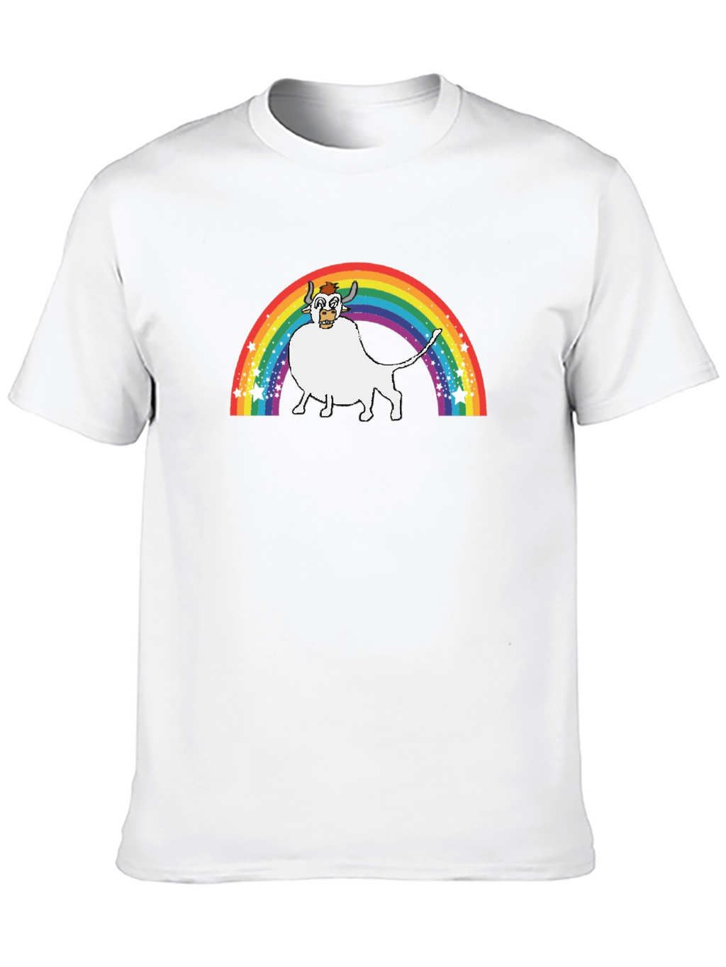 Rainbow Cow Graphic Tee - Unisex Black T-Shirt