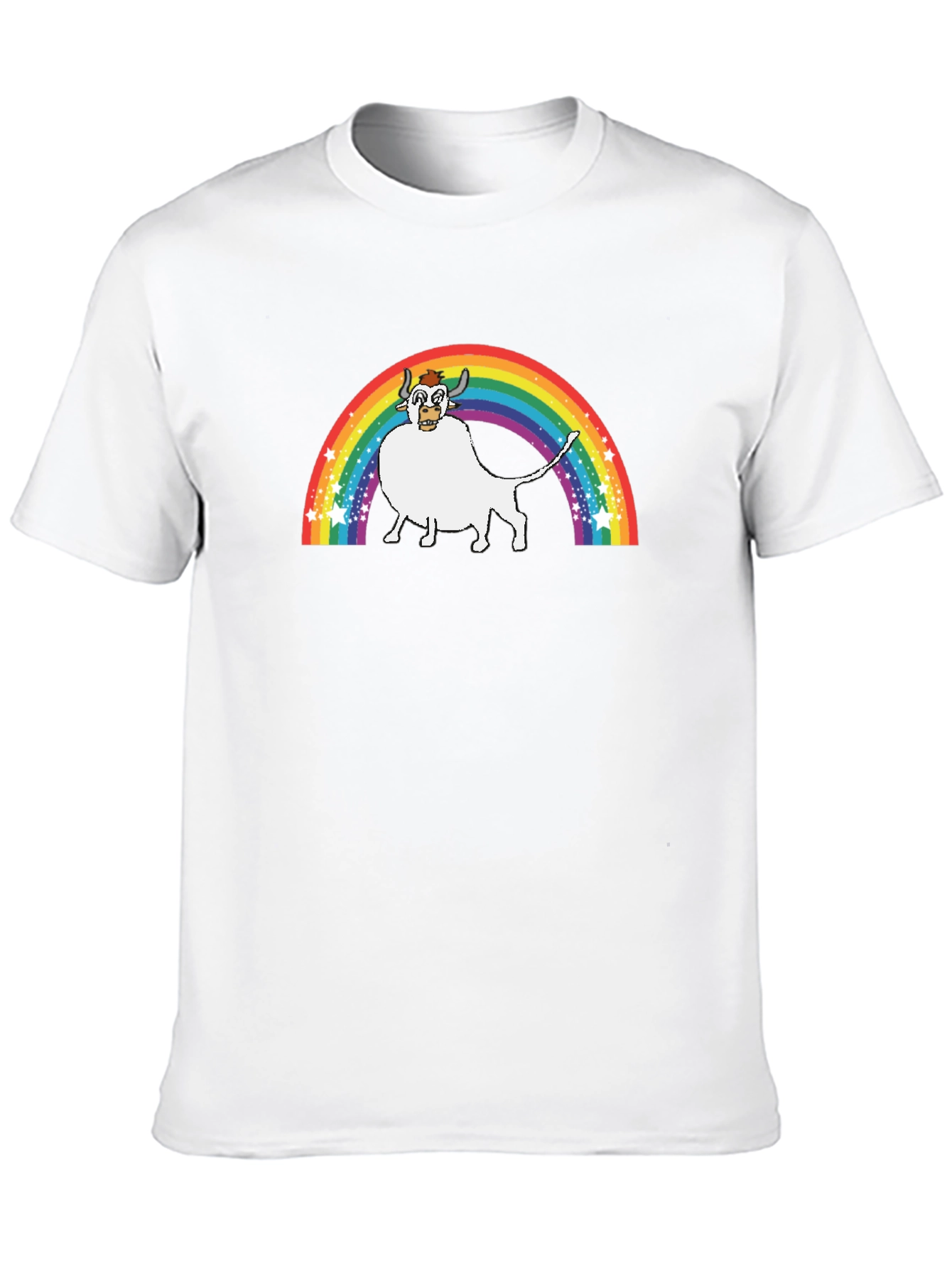 Rainbow Cow Graphic Tee - Unisex Black T-Shirt