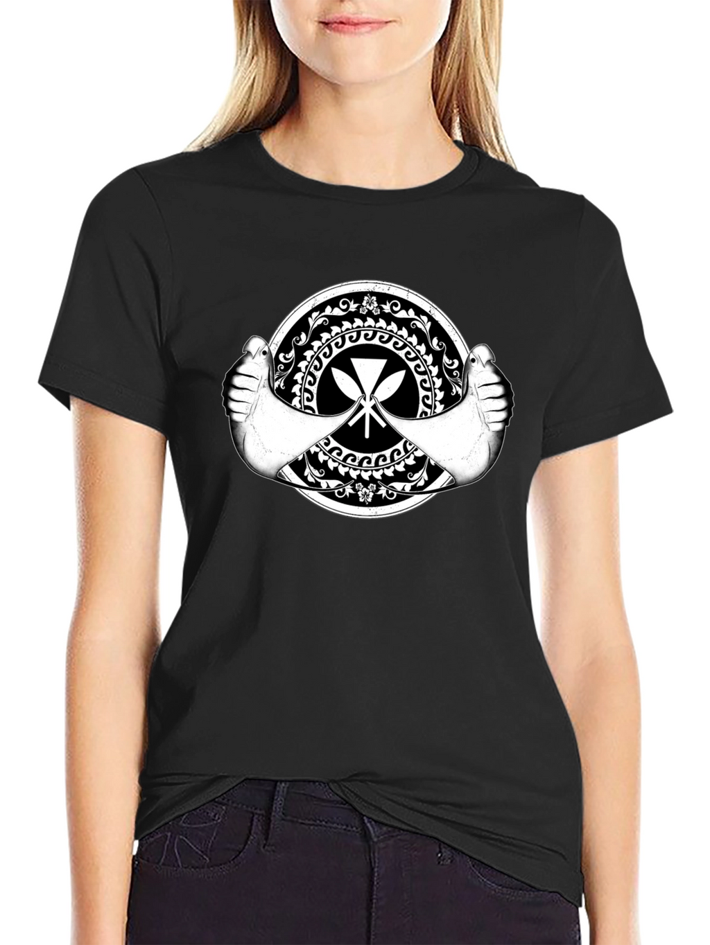 Tribal Paddle Graphic Black T-Shirt