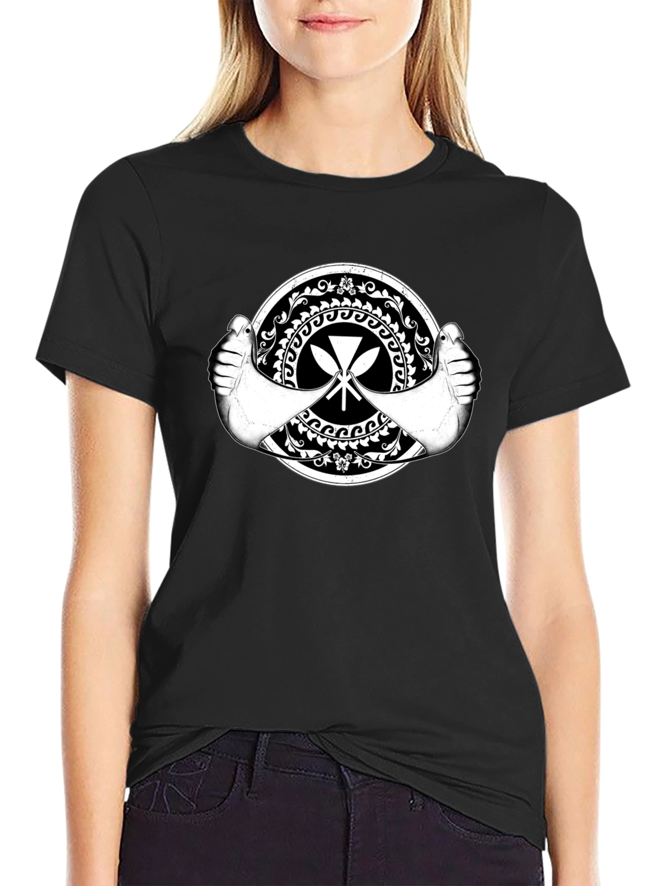Tribal Paddle Graphic Black T-Shirt